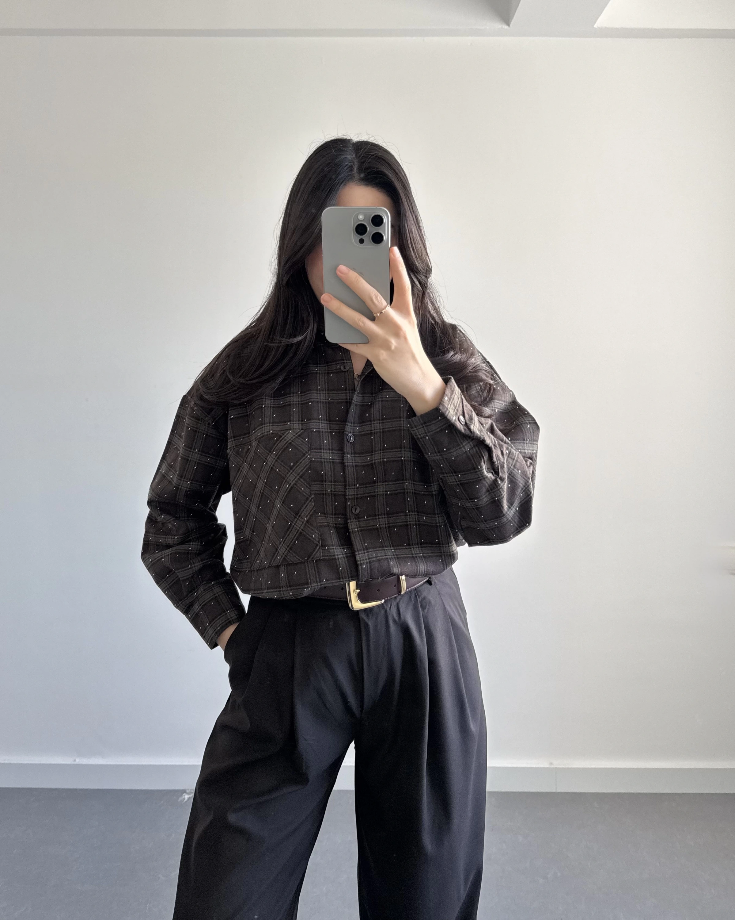 KAHVE TAŞLI EKOSE GÖMLEK