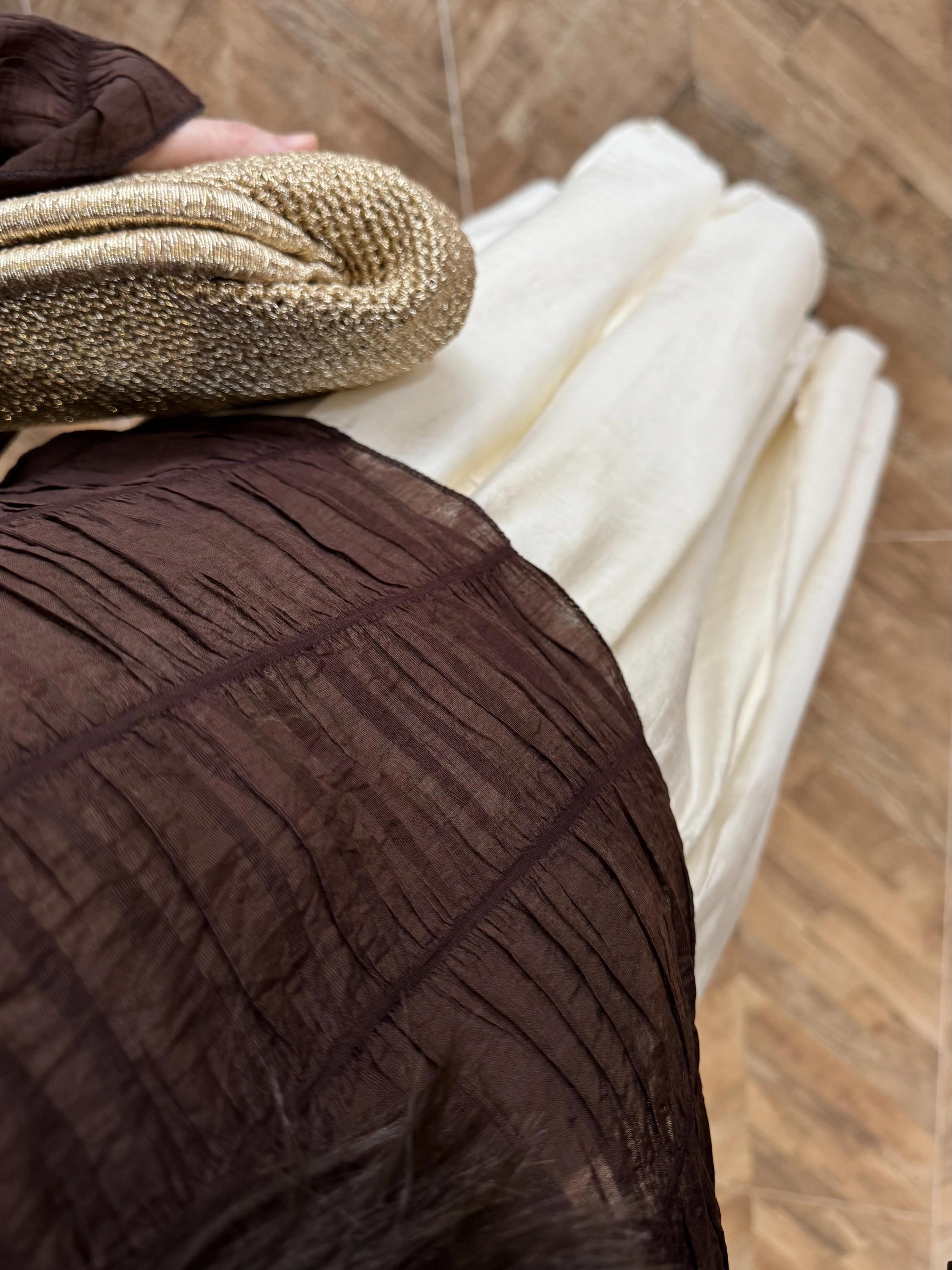 KAHVE TENSEL DRAPE BLUZ-D31096