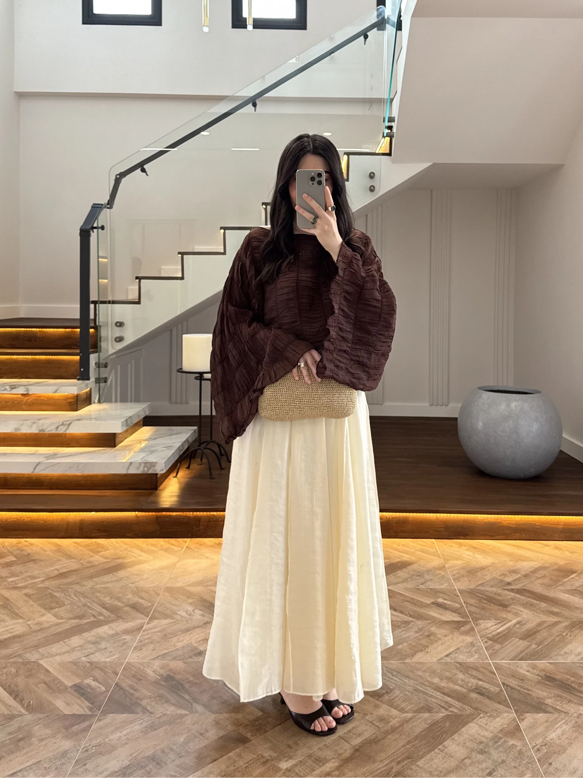 KAHVE TENSEL DRAPE BLUZ-D31096