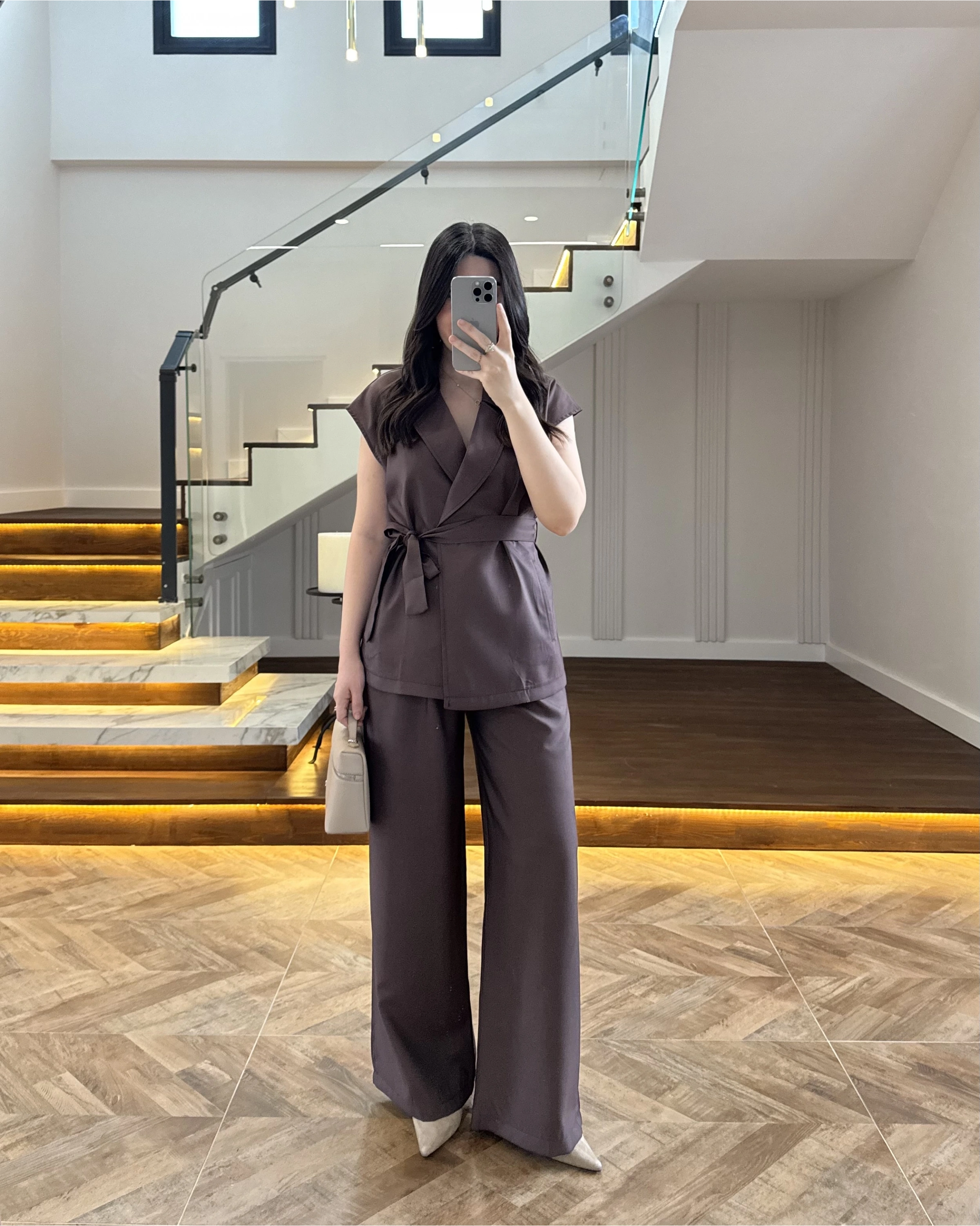 KAHVE TENSEL YELEK TAKIM -3789