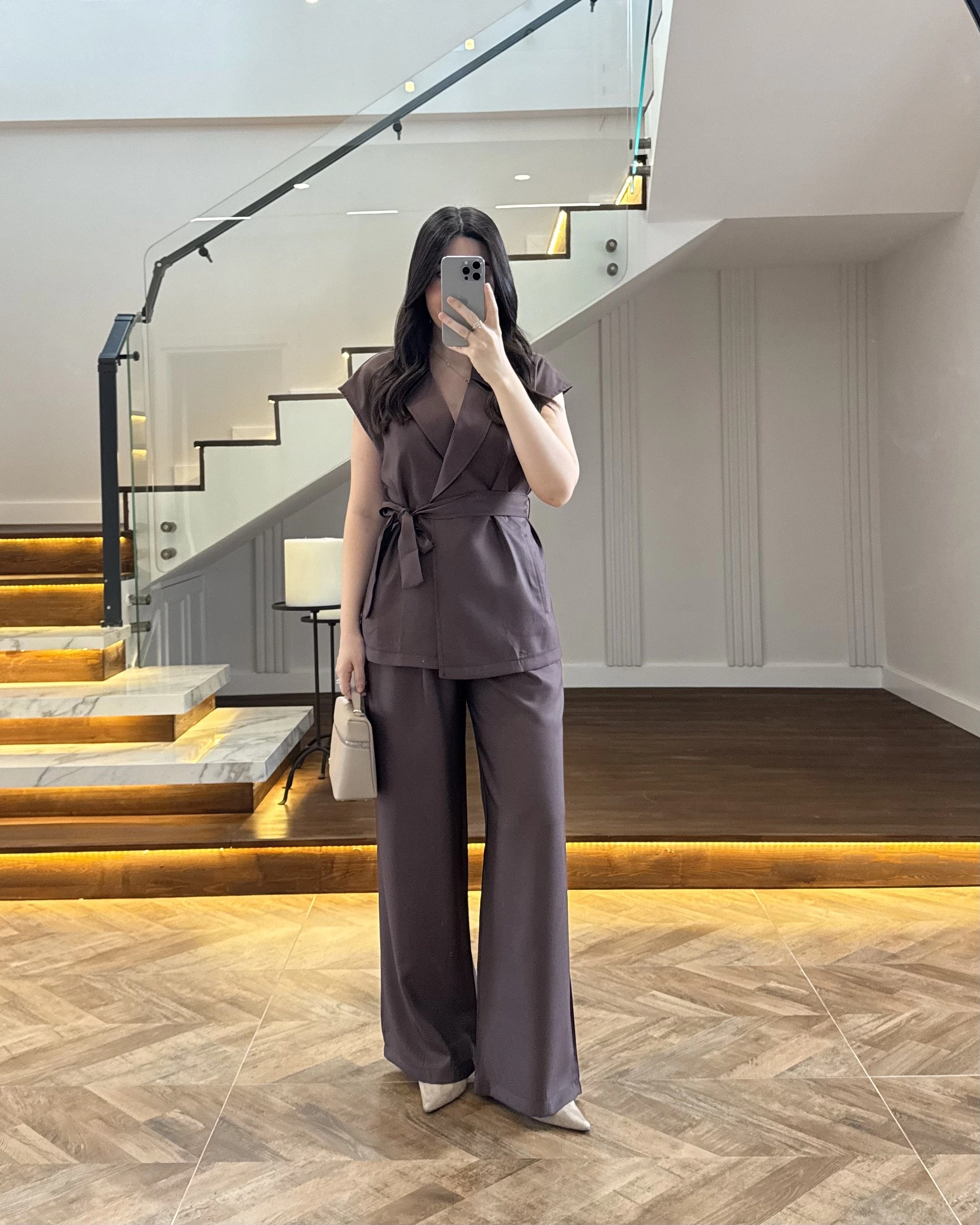 KAHVE TENSEL YELEK TAKIM -3789