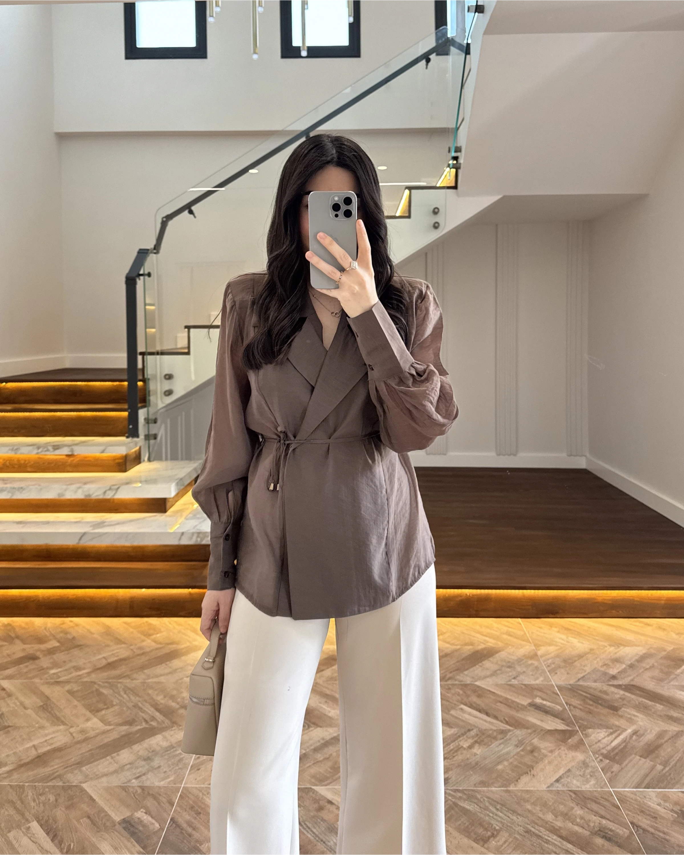 KAHVE TRANSPARAN CEKET -5029