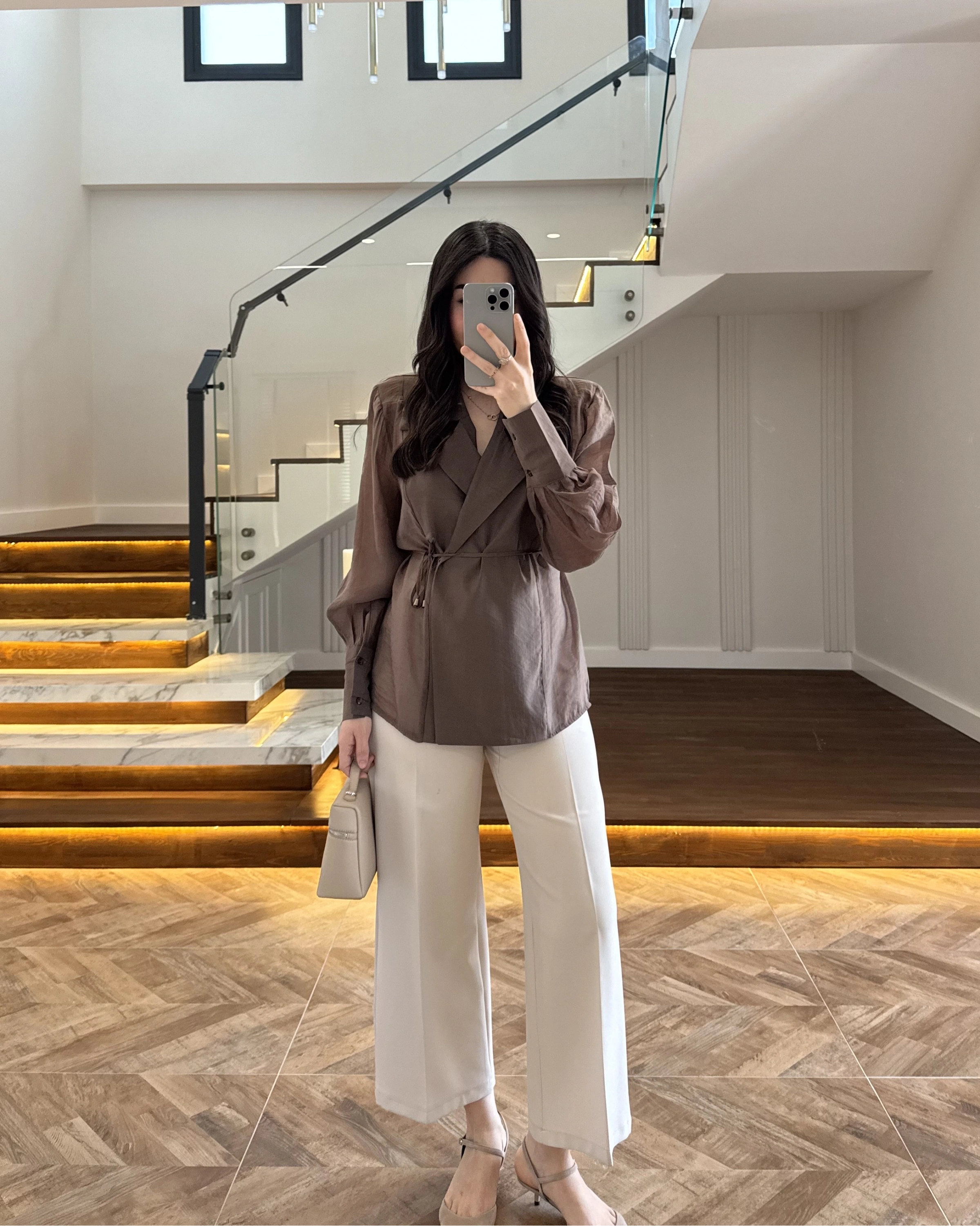 KAHVE TRANSPARAN CEKET -5029