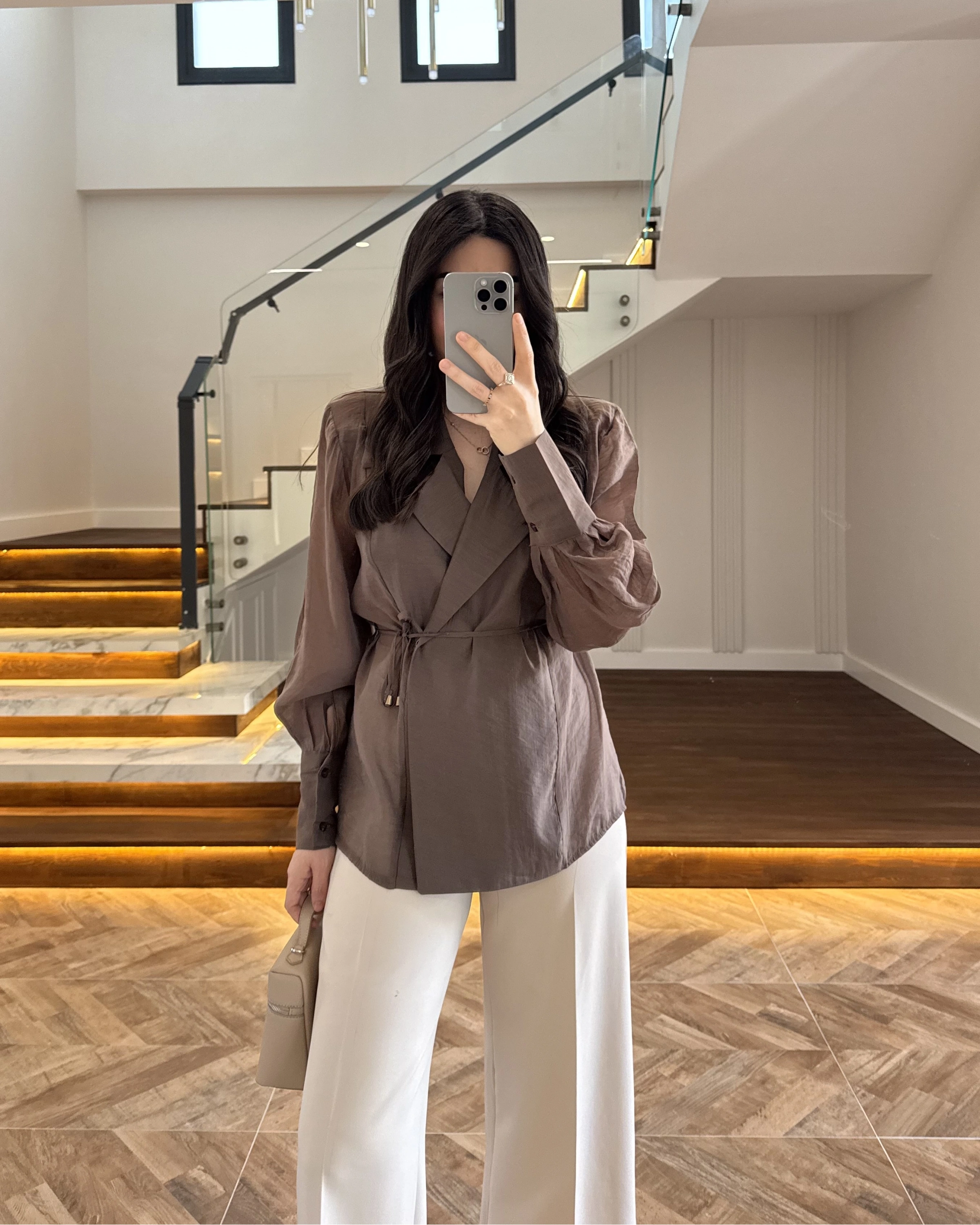 KAHVE TRANSPARAN CEKET -5029