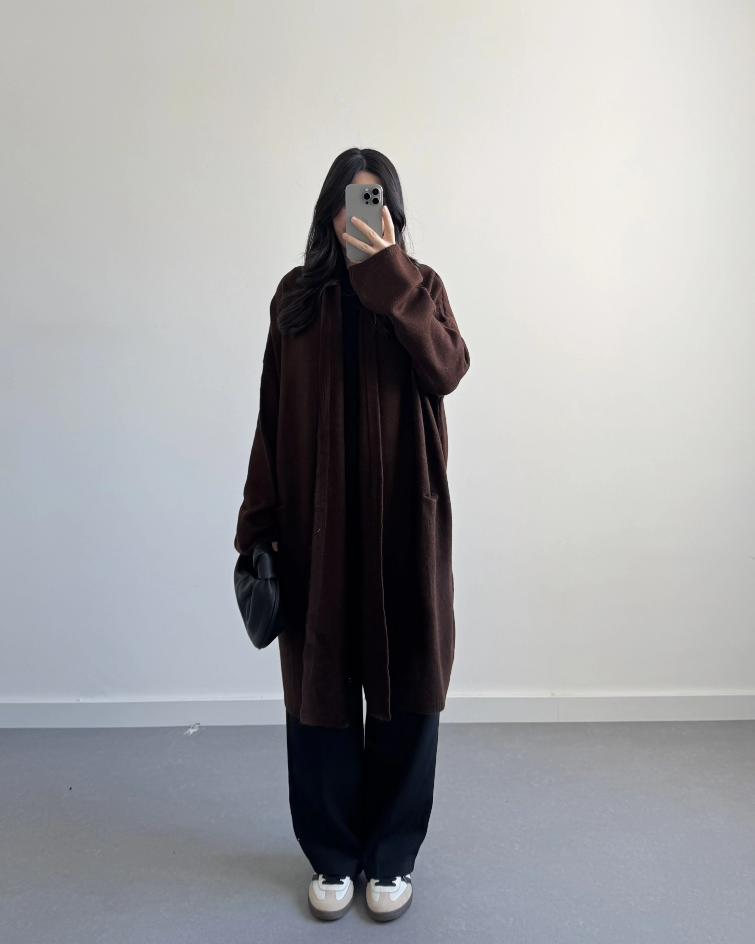 KAHVE UZUN CEPLİ HIRKA