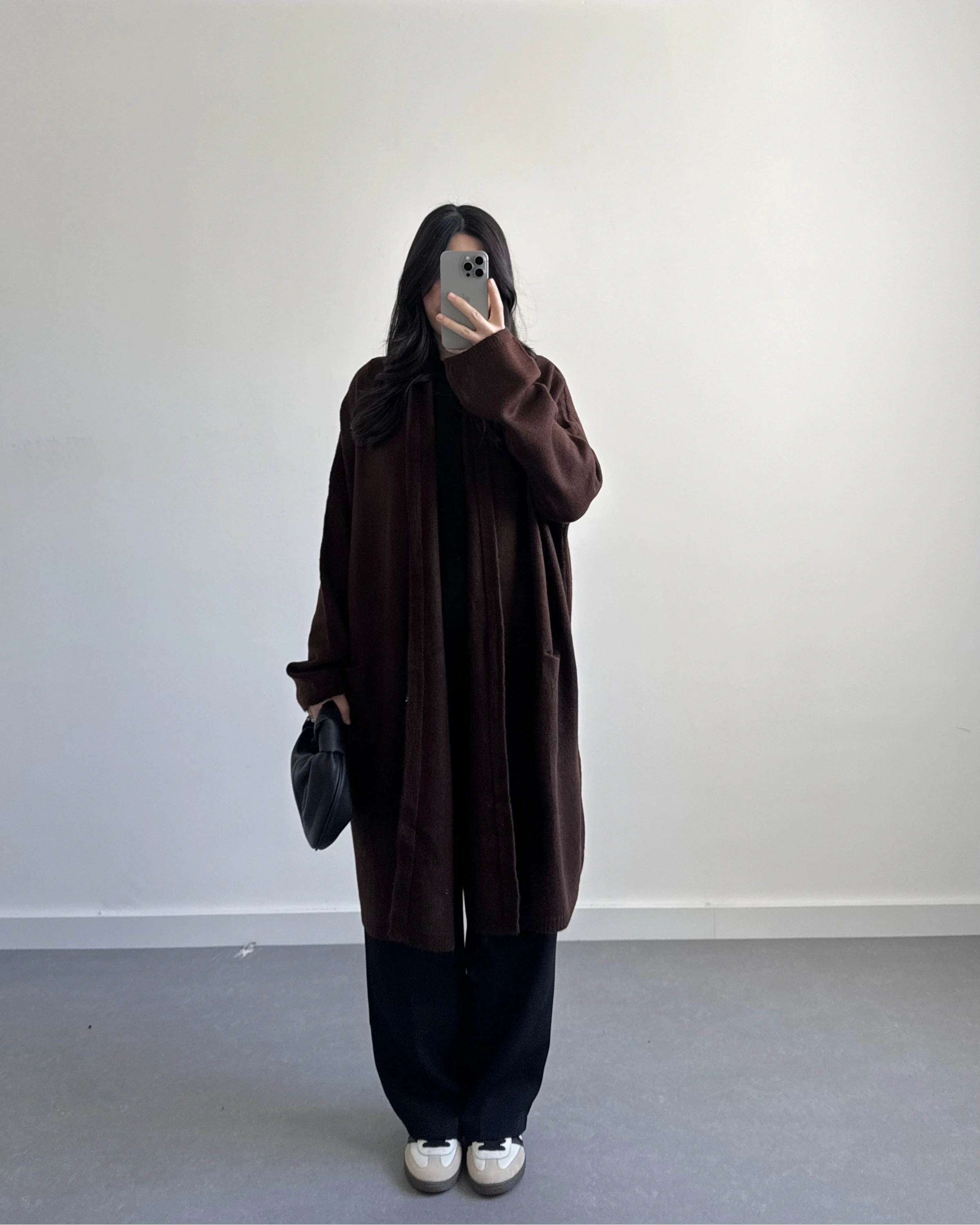 KAHVE UZUN CEPLİ HIRKA