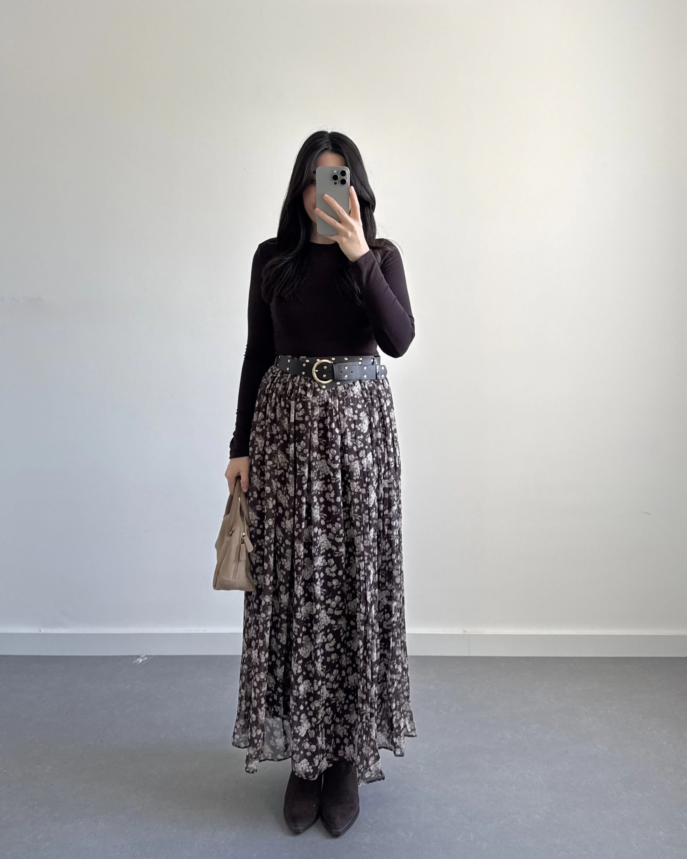 KALIN KEMERLİ ŞİFON ETEK AÇIK KAHVE