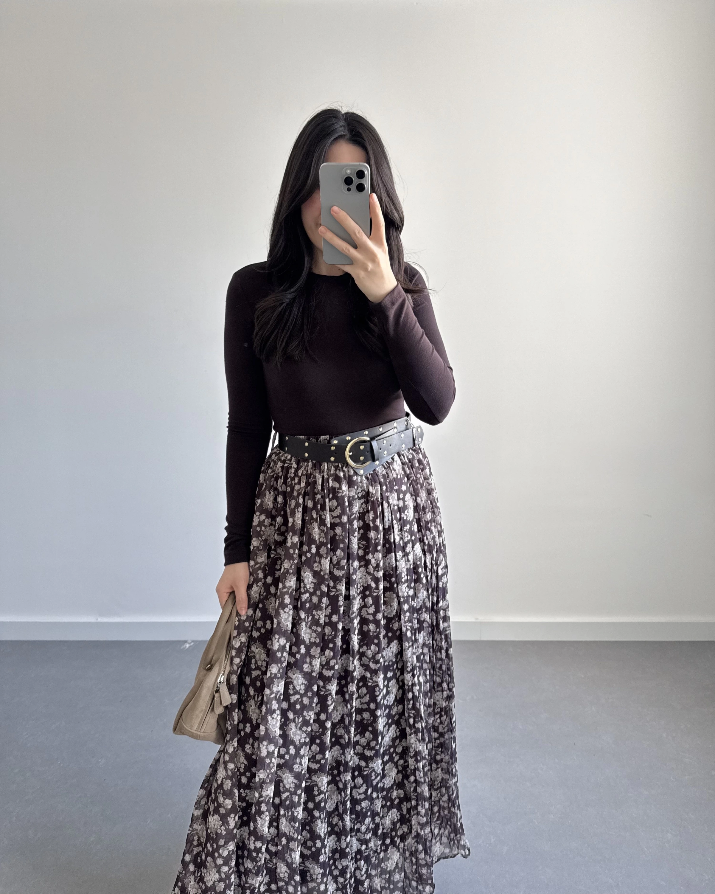 KALIN KEMERLİ ŞİFON ETEK AÇIK KAHVE