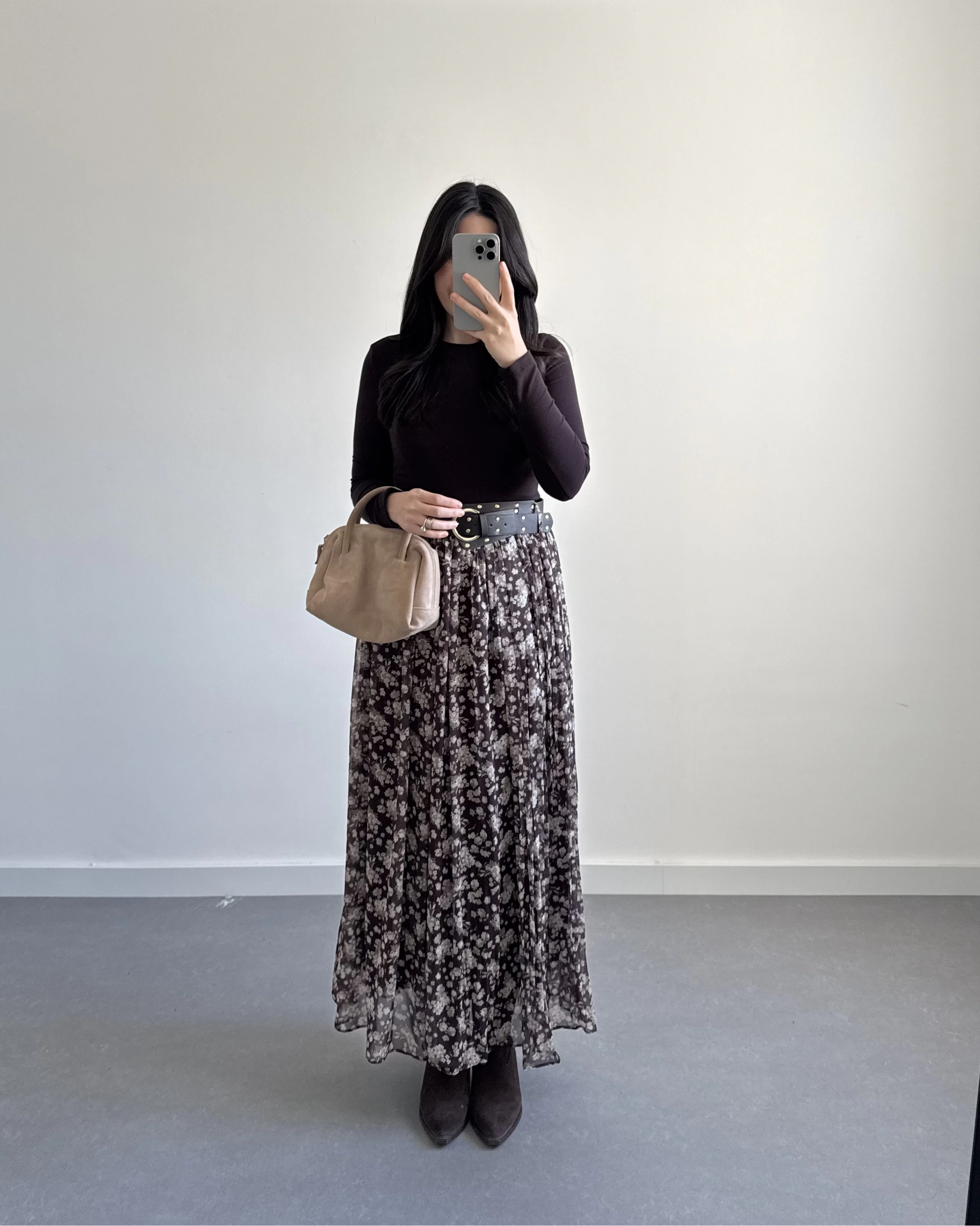 KALIN KEMERLİ ŞİFON ETEK AÇIK KAHVE