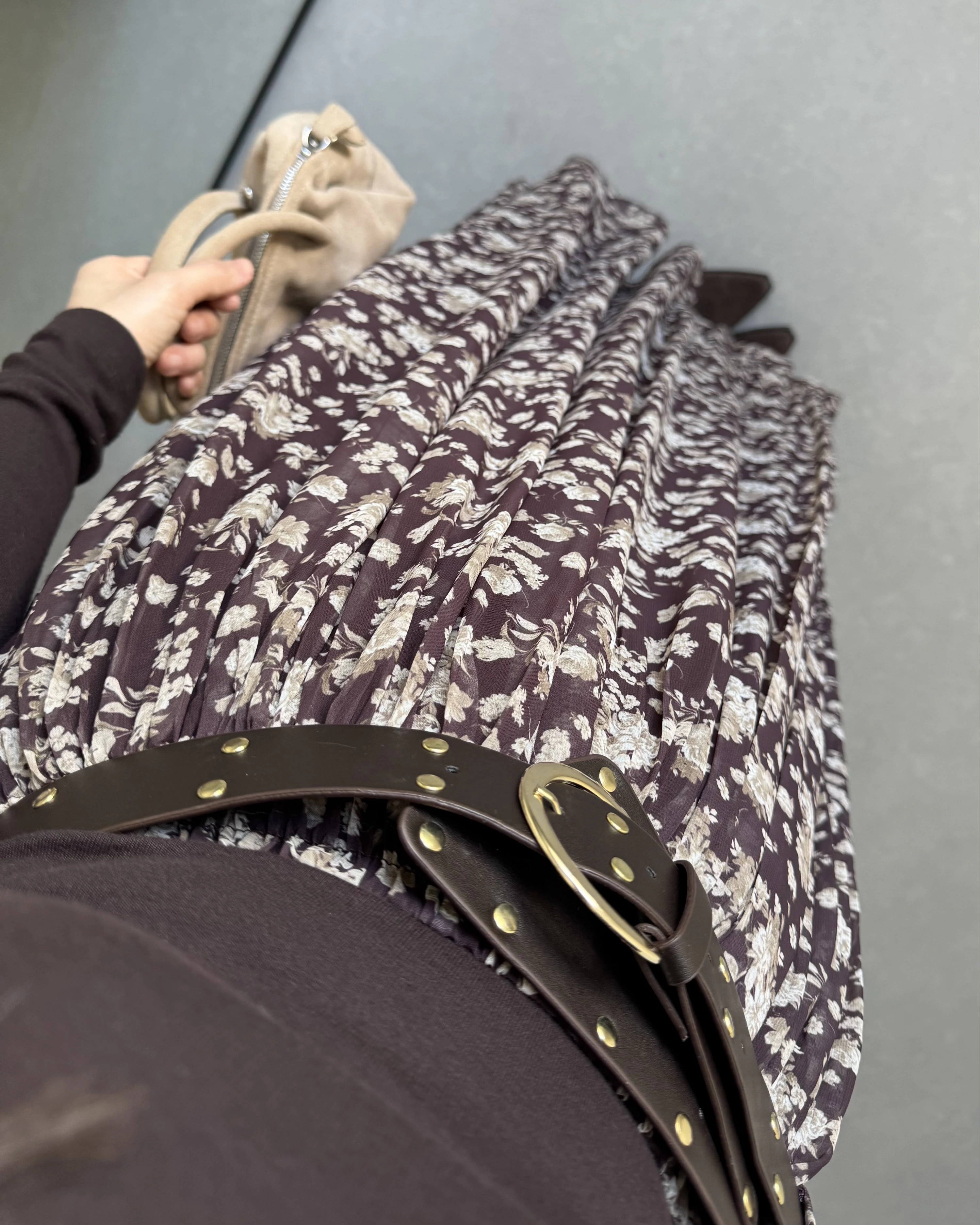 KALIN KEMERLİ ŞİFON ETEK AÇIK KAHVE