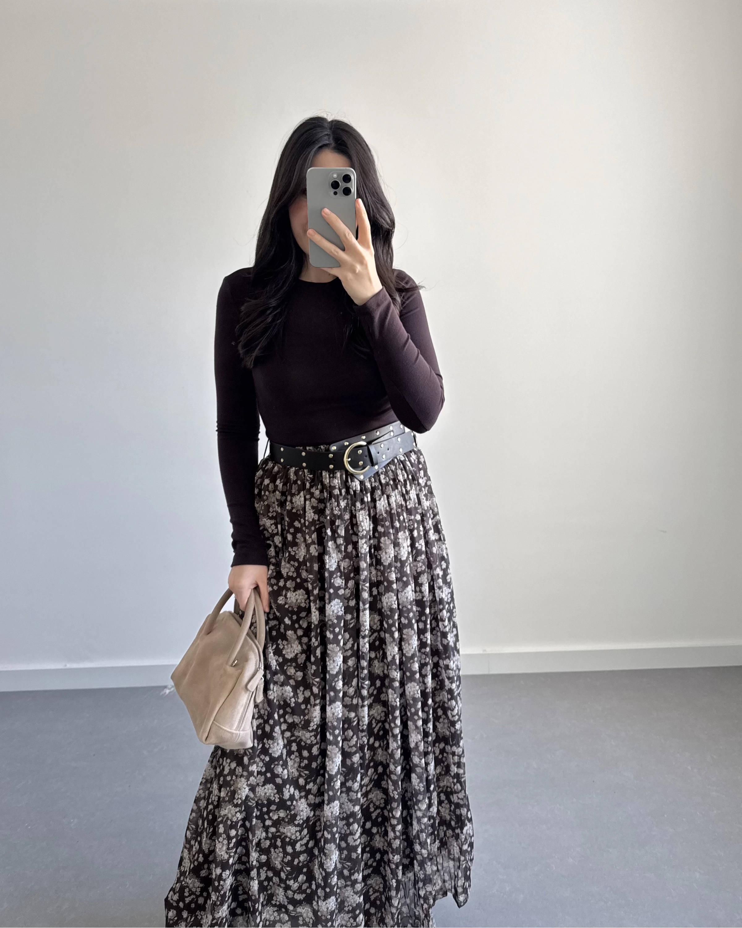 KALIN KEMERLİ ŞİFON ETEK KOYU KAHVE