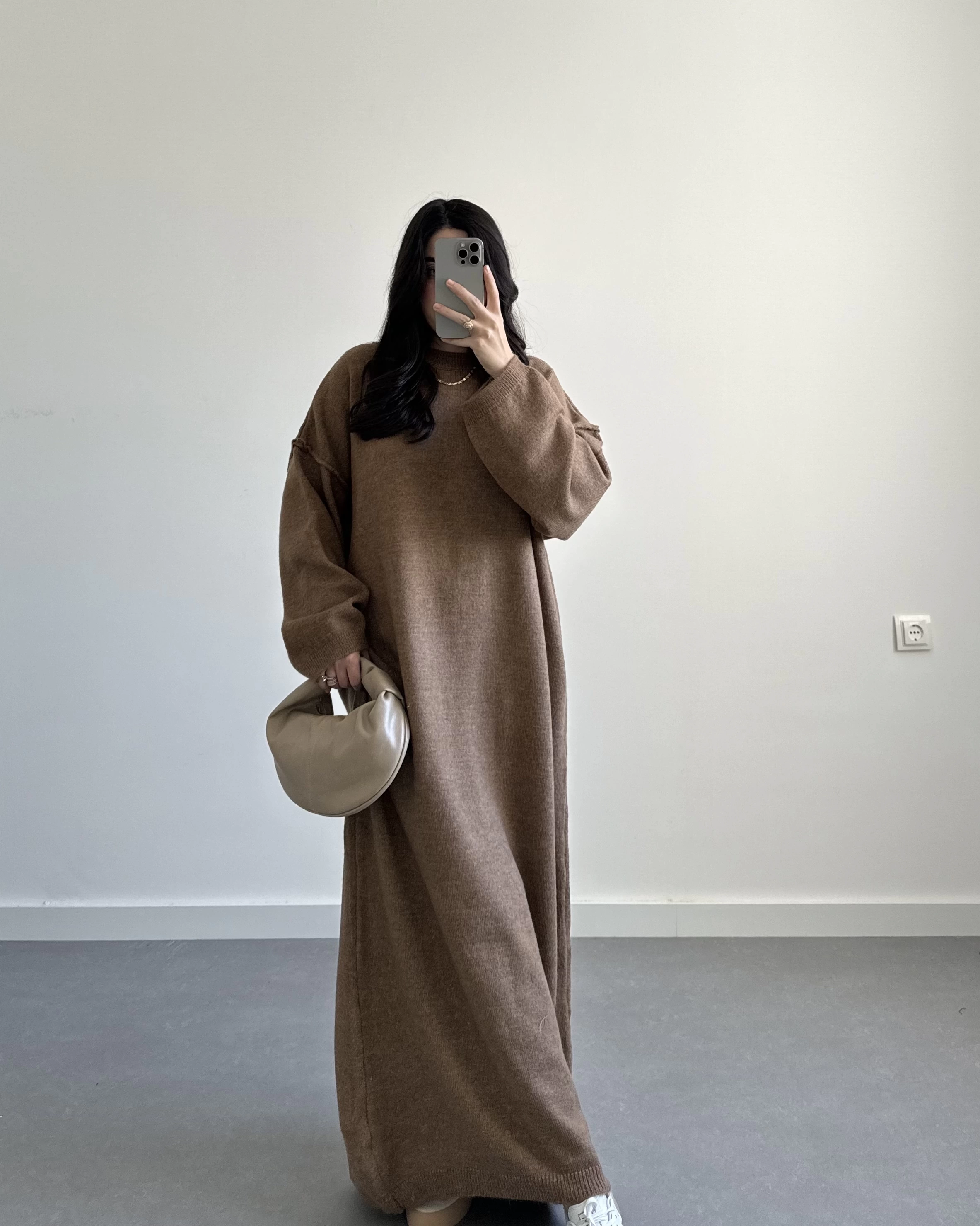 Kelly Camel Oversize Triko Elbise