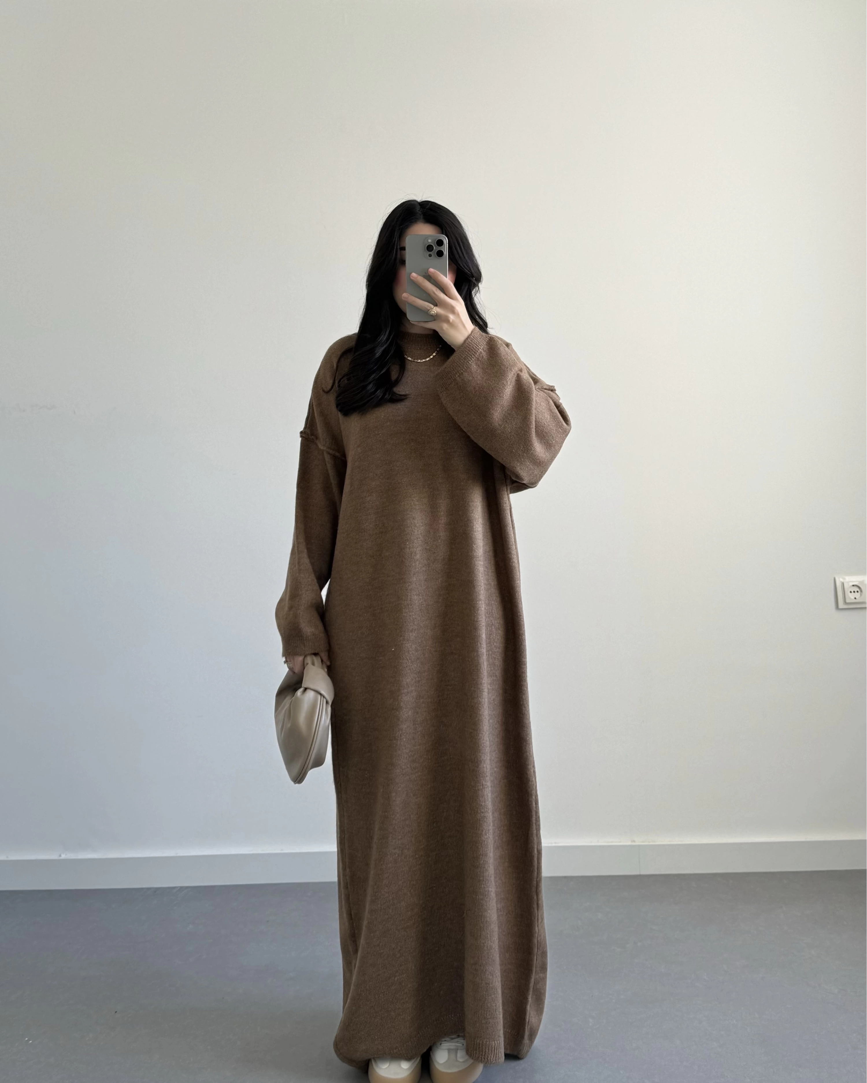 Kelly Camel Oversize Triko Elbise