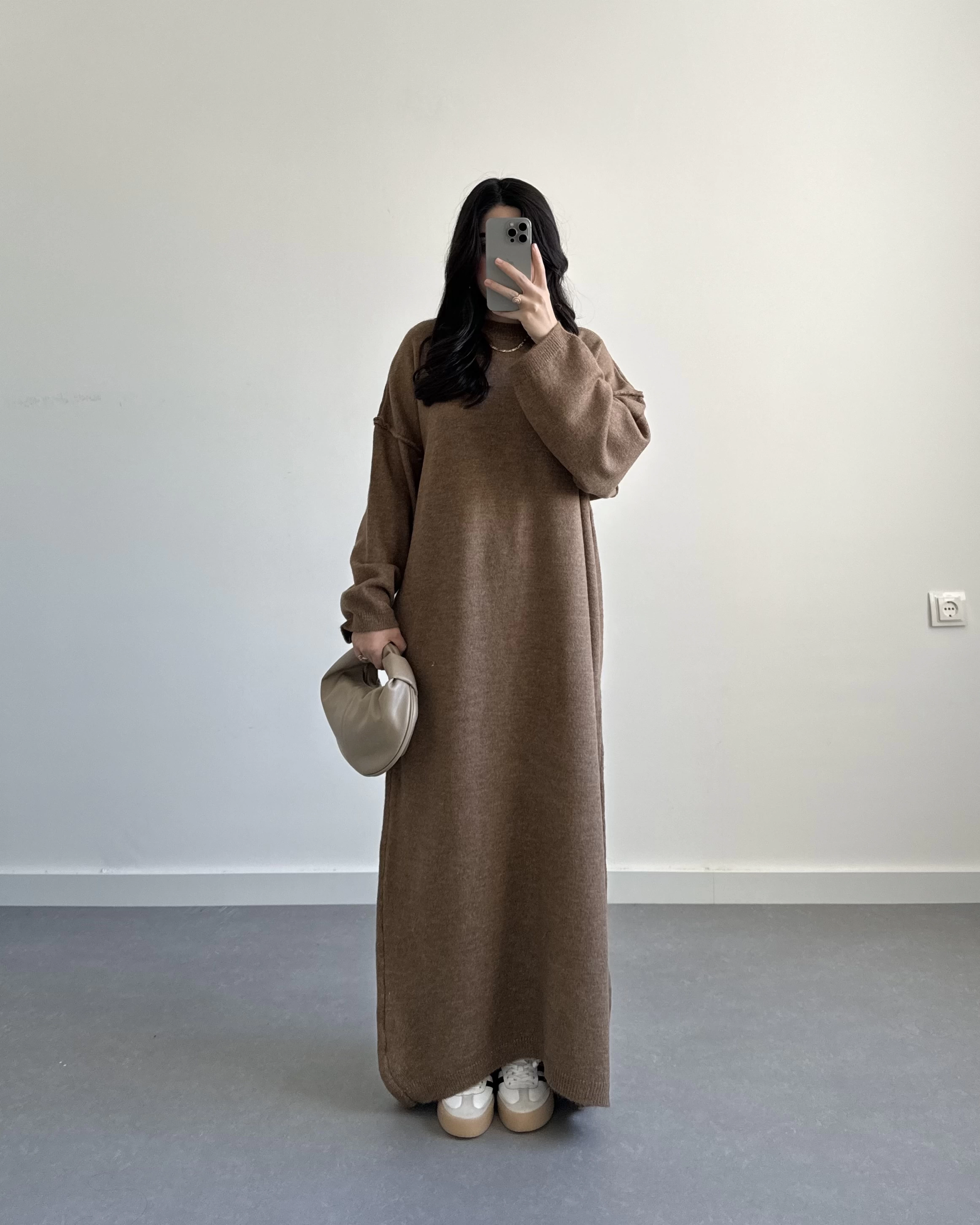 Kelly Camel Oversize Triko Elbise