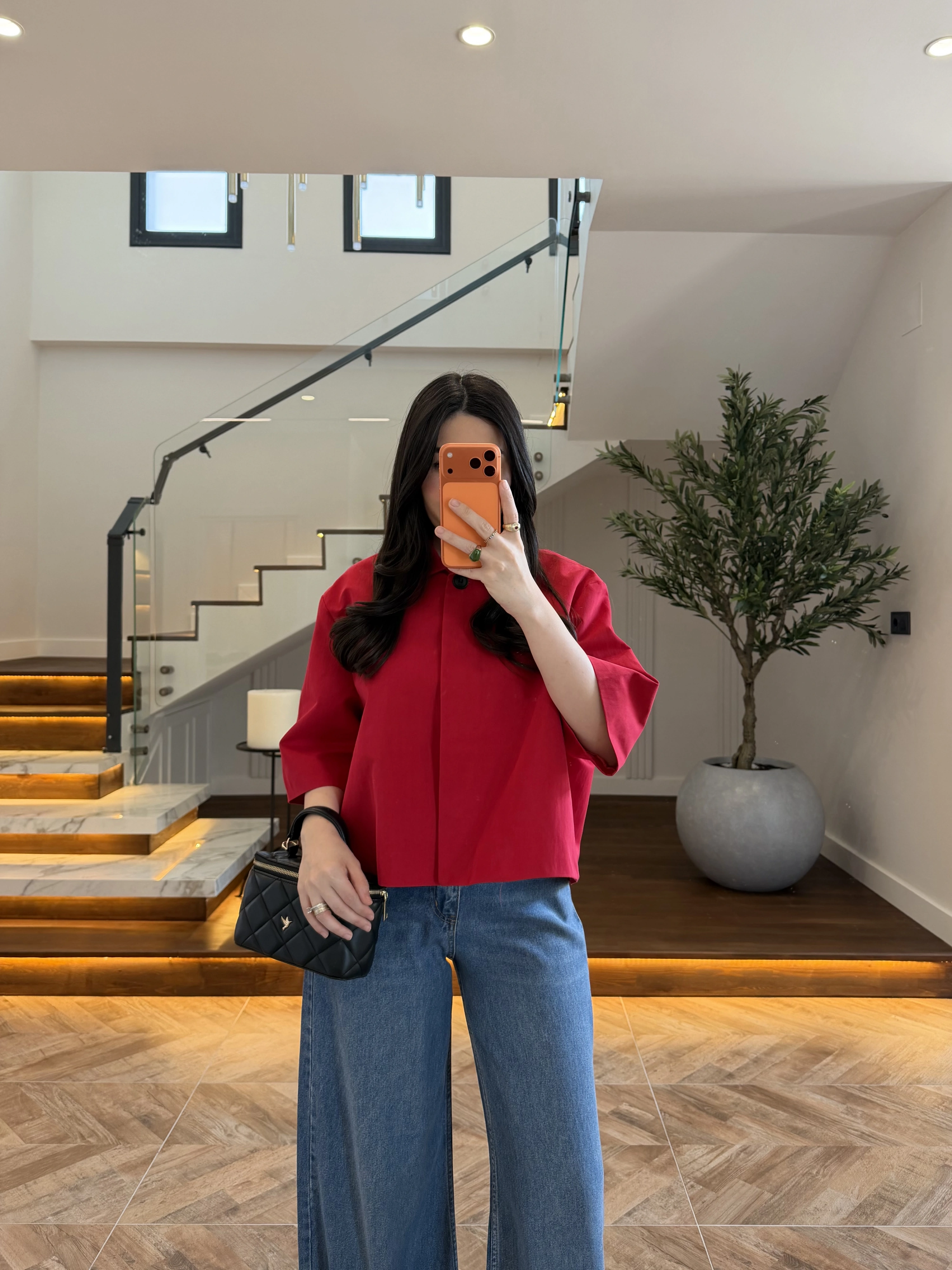 KIRMIZI OVERSİZE CROP CEKET-26K1130