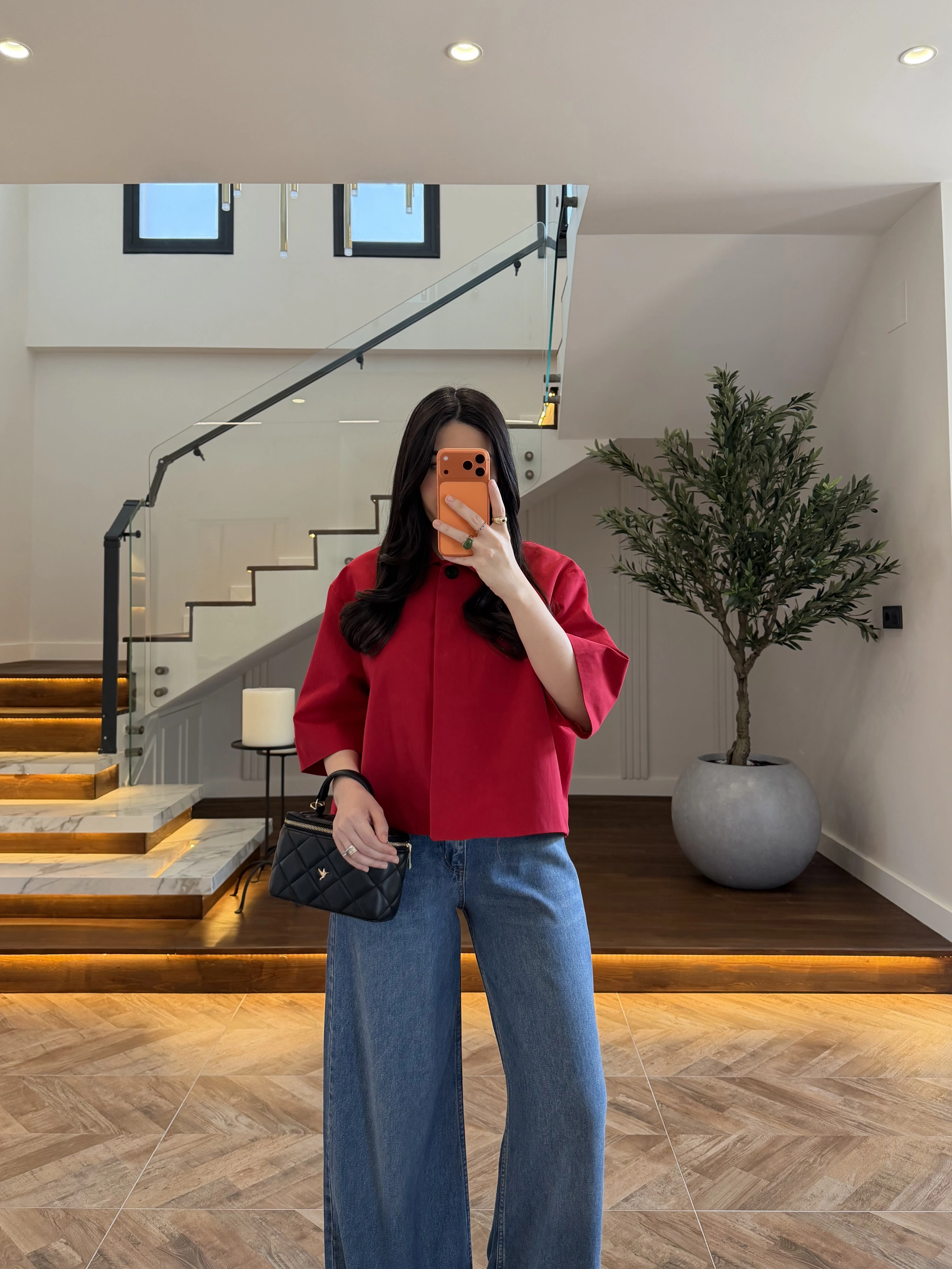KIRMIZI OVERSİZE CROP CEKET-26K1130
