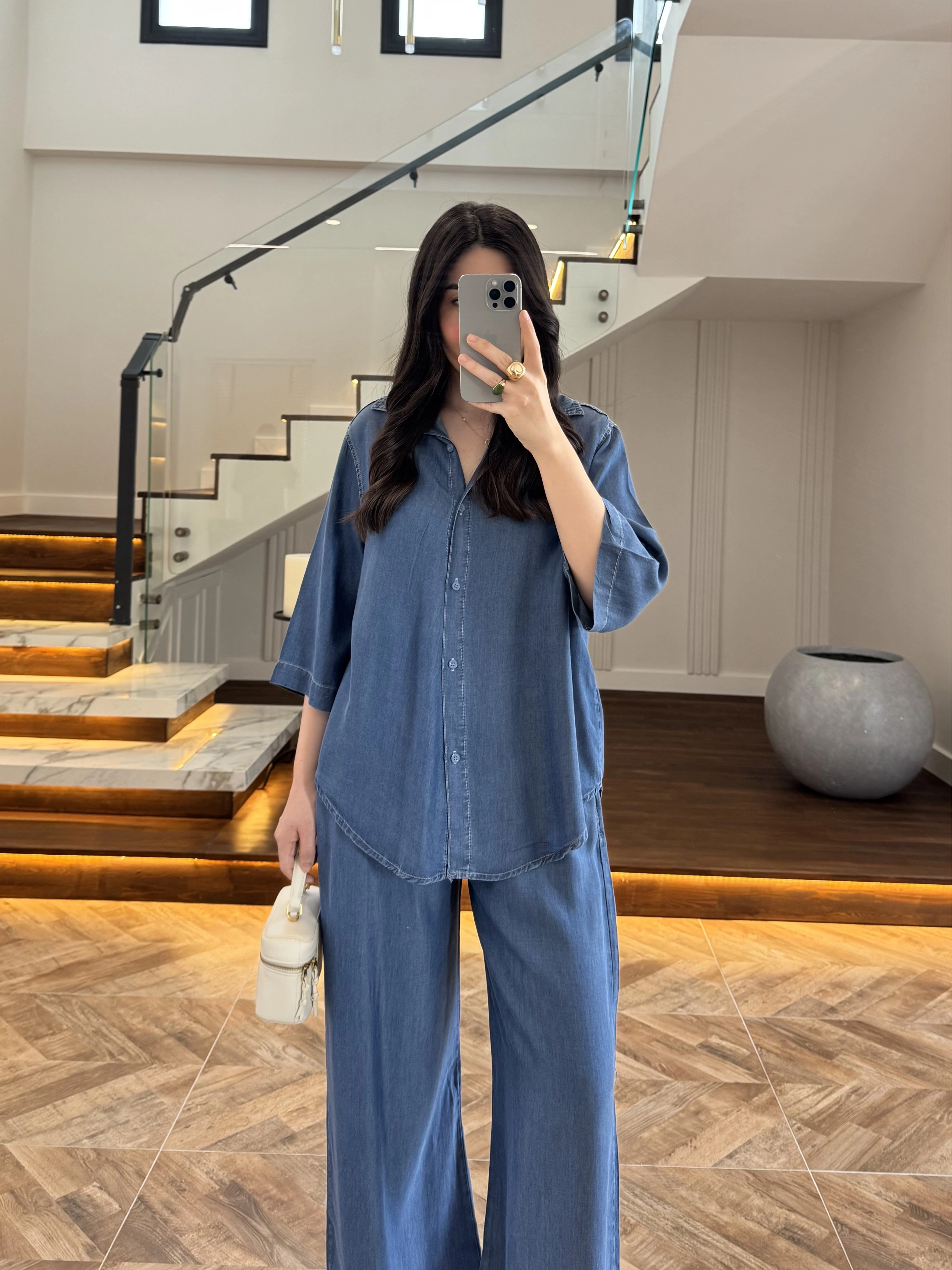 KOYU MAVİ TENCEL TAKIM -260926