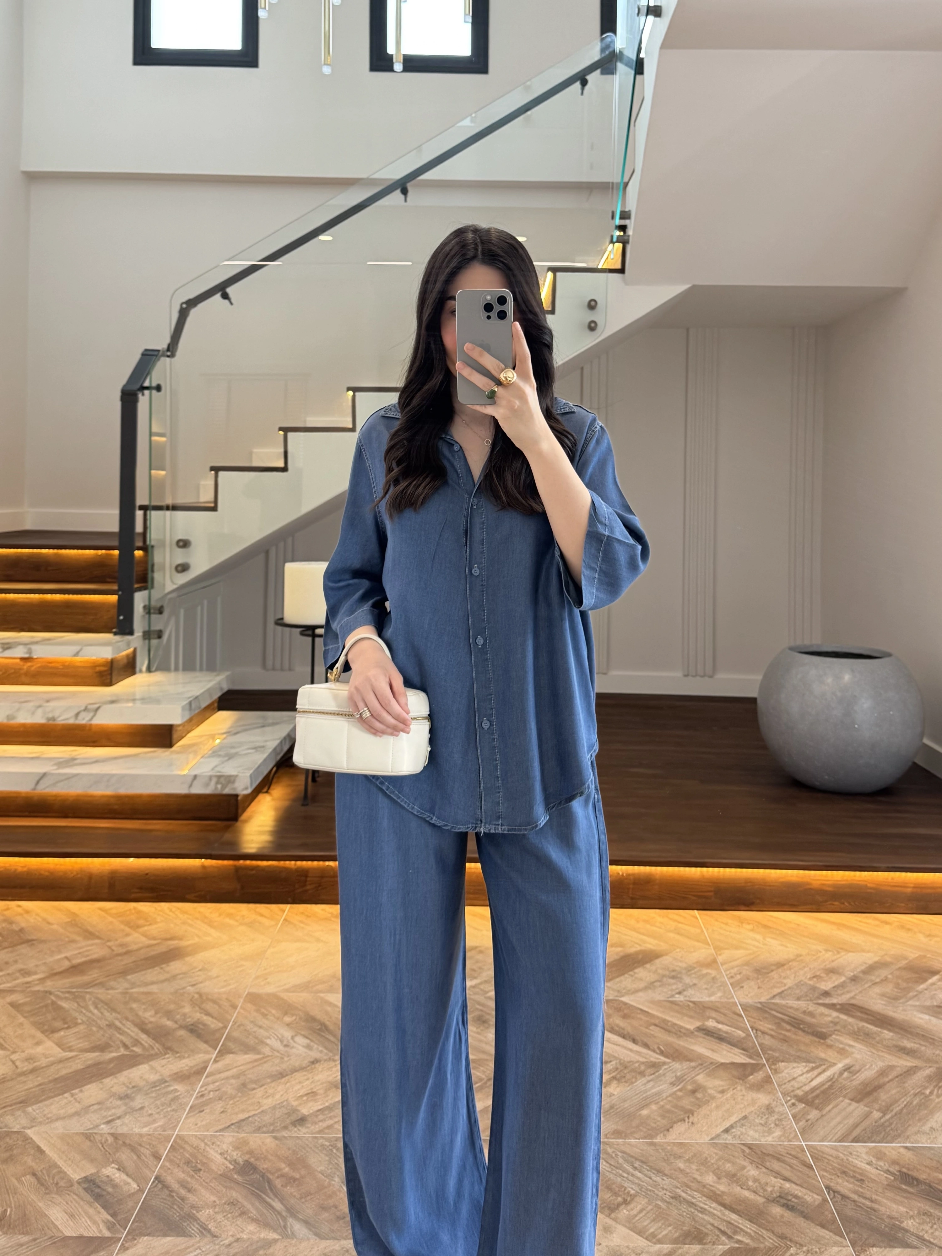 KOYU MAVİ TENCEL TAKIM -260926