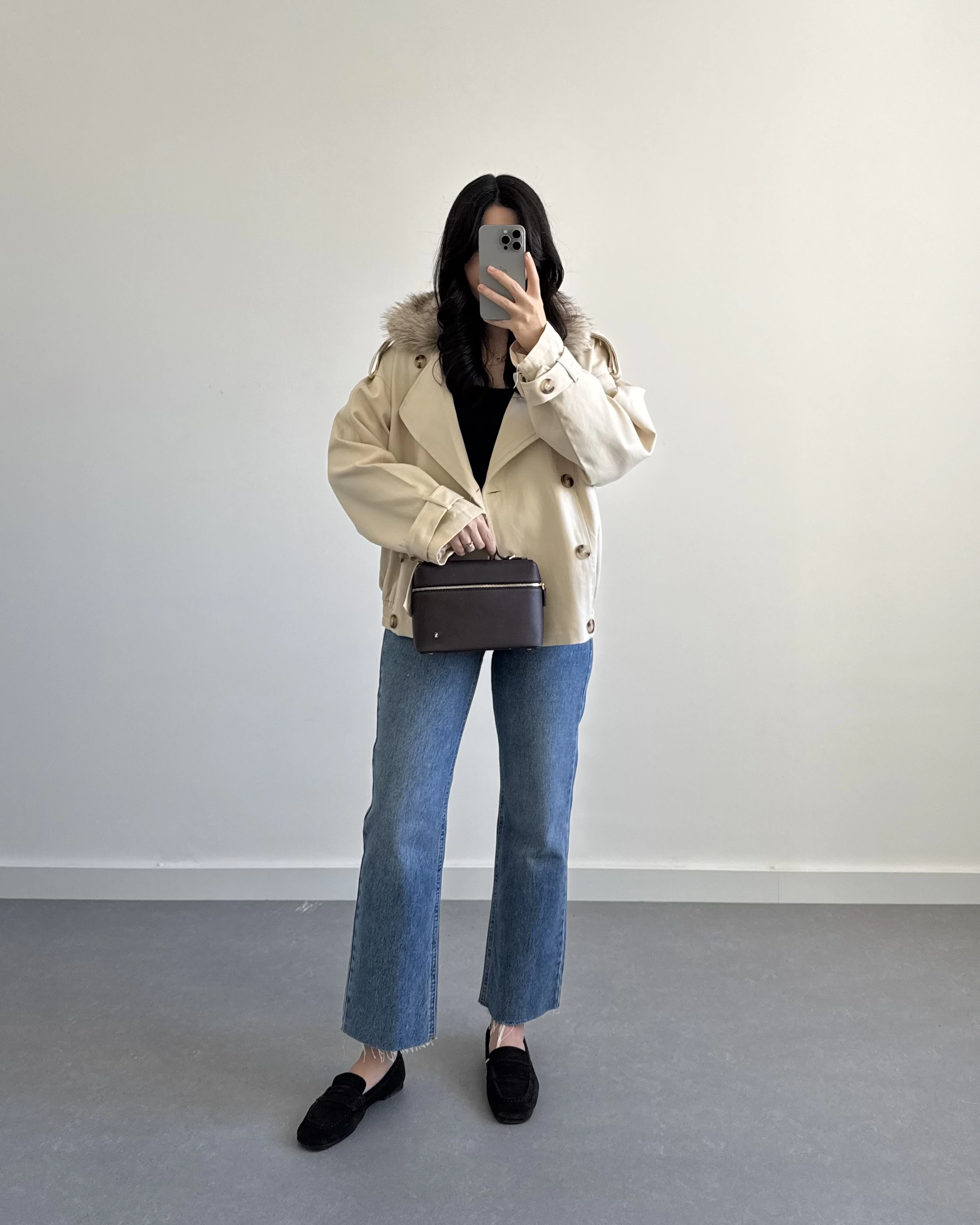 KREM ÇIKARILABİLİR KÜRKLÜ TRENÇKOT