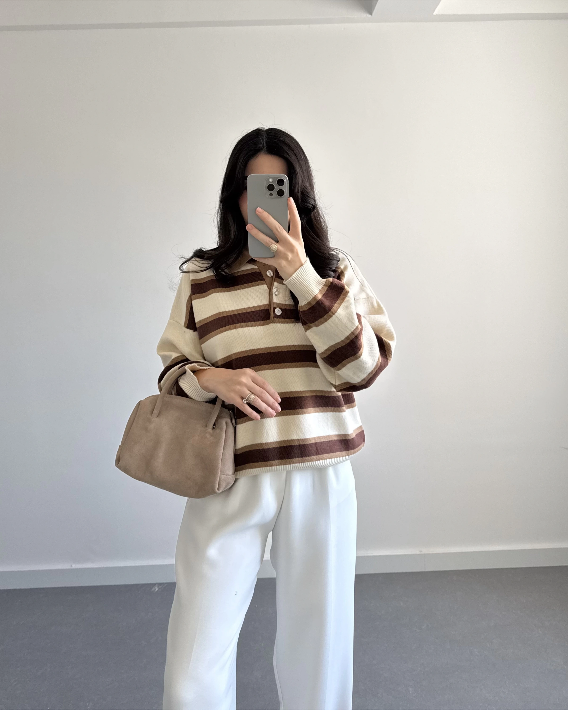 KREM ÇİZGİLİ KAZAK