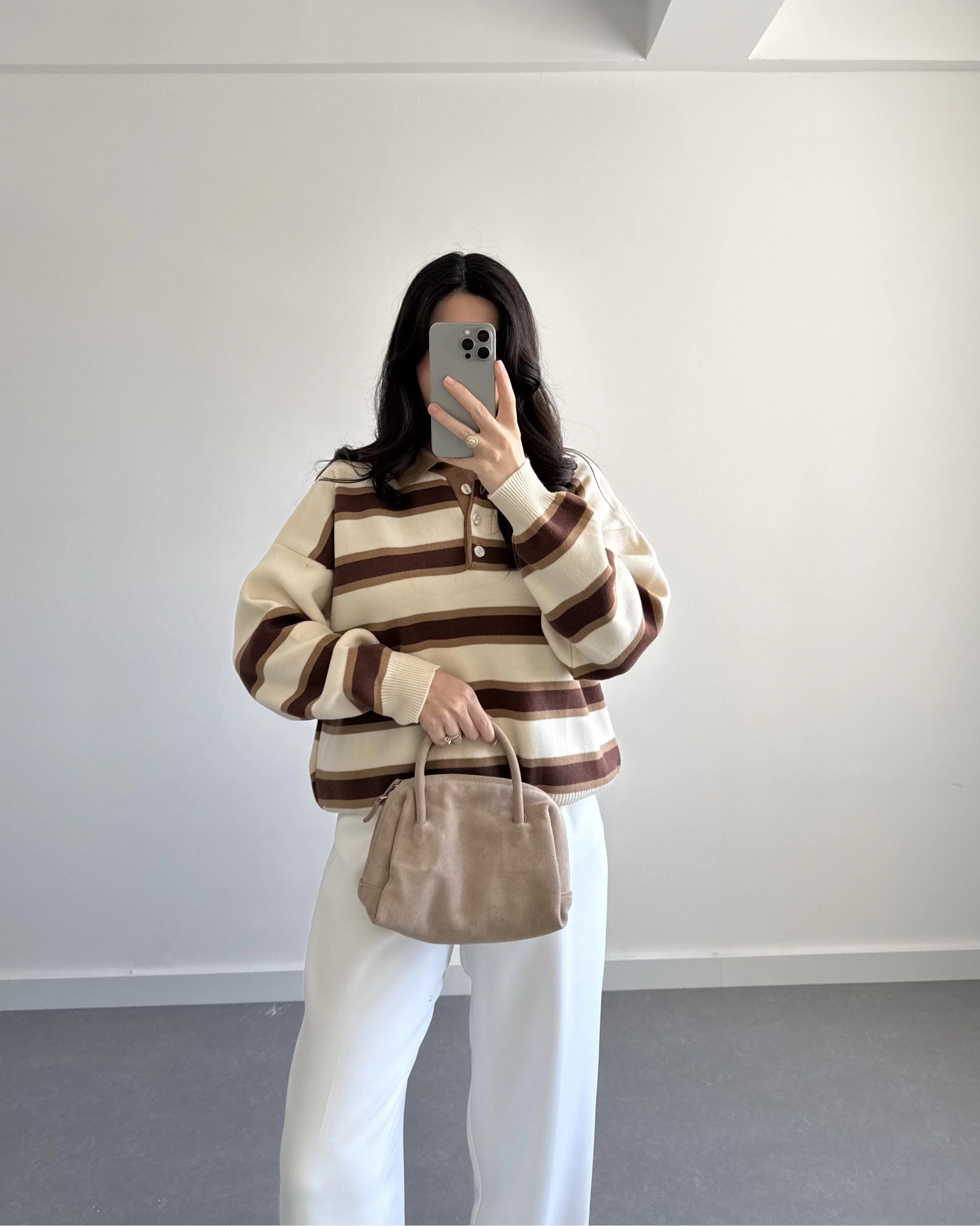 KREM ÇİZGİLİ KAZAK