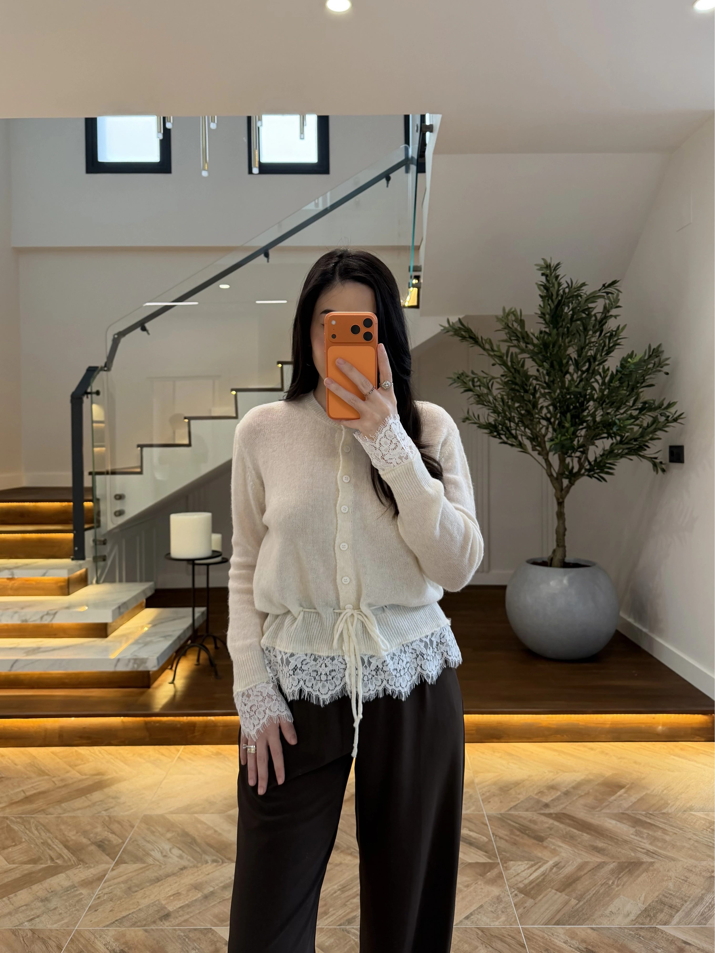KREM DANTELLİ HIRKA -TH261085
