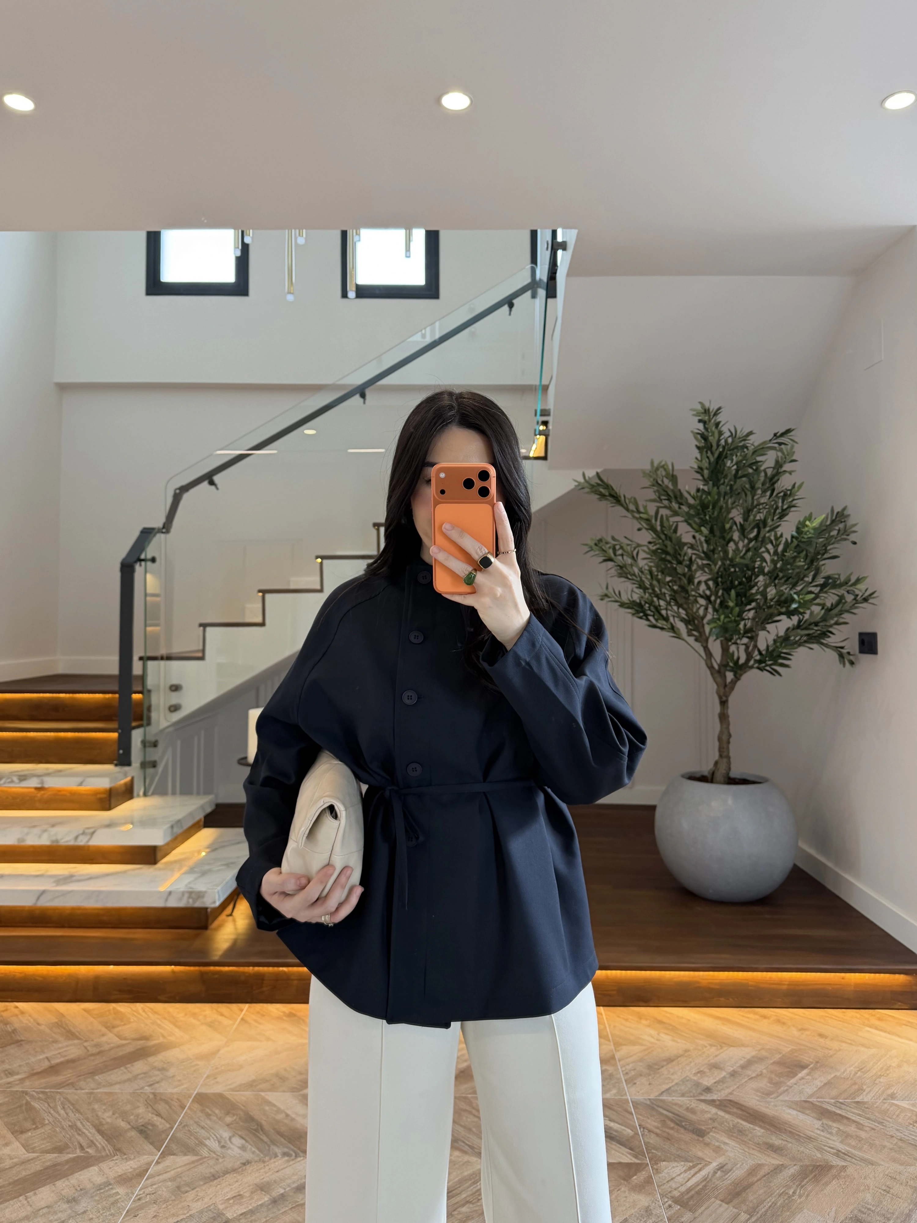 LACİVERT BAĞCIKLI DÜĞMELİ CEKET-7788