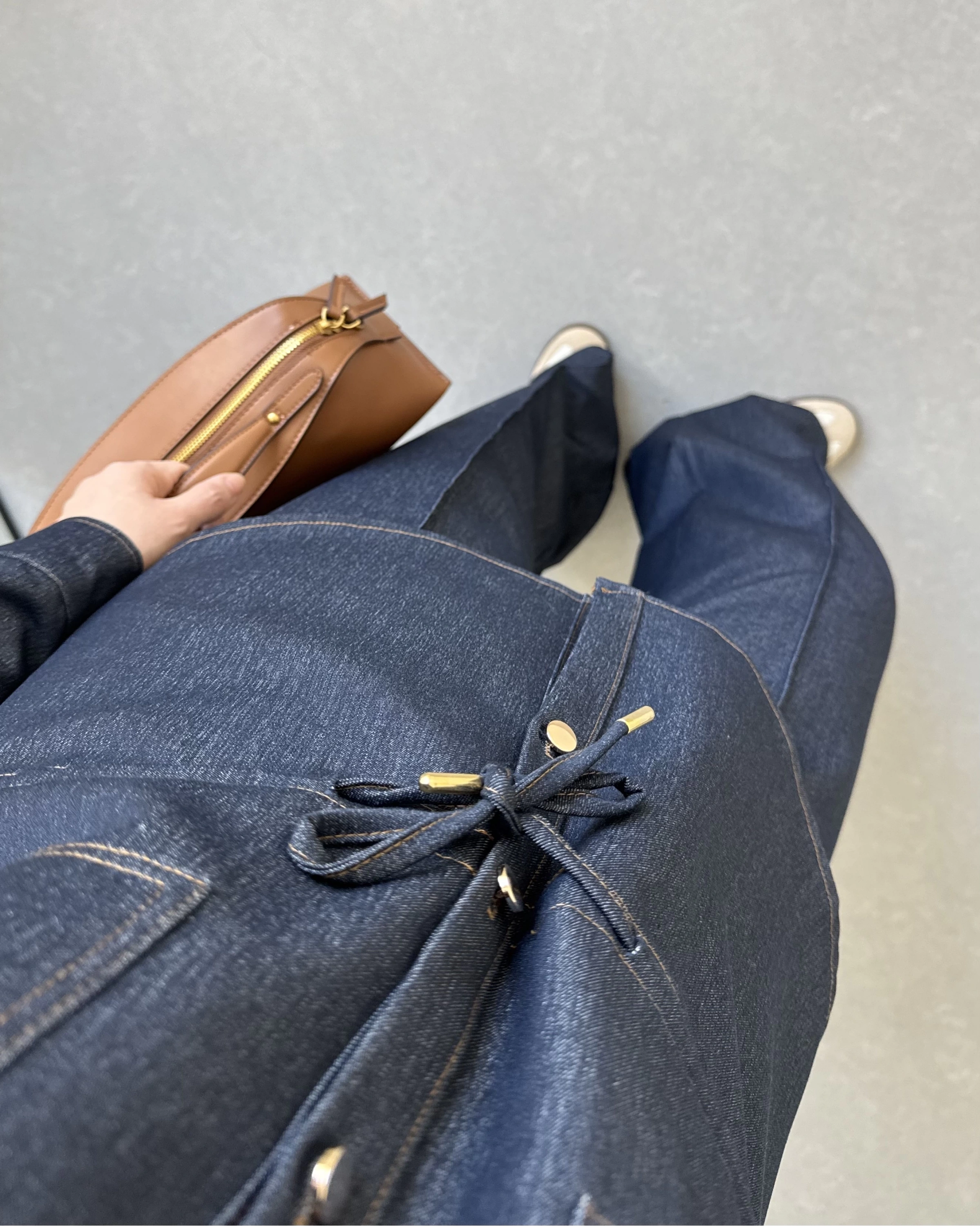 LACİVERT BELİ LASTİKLİ DENİM TAKIM