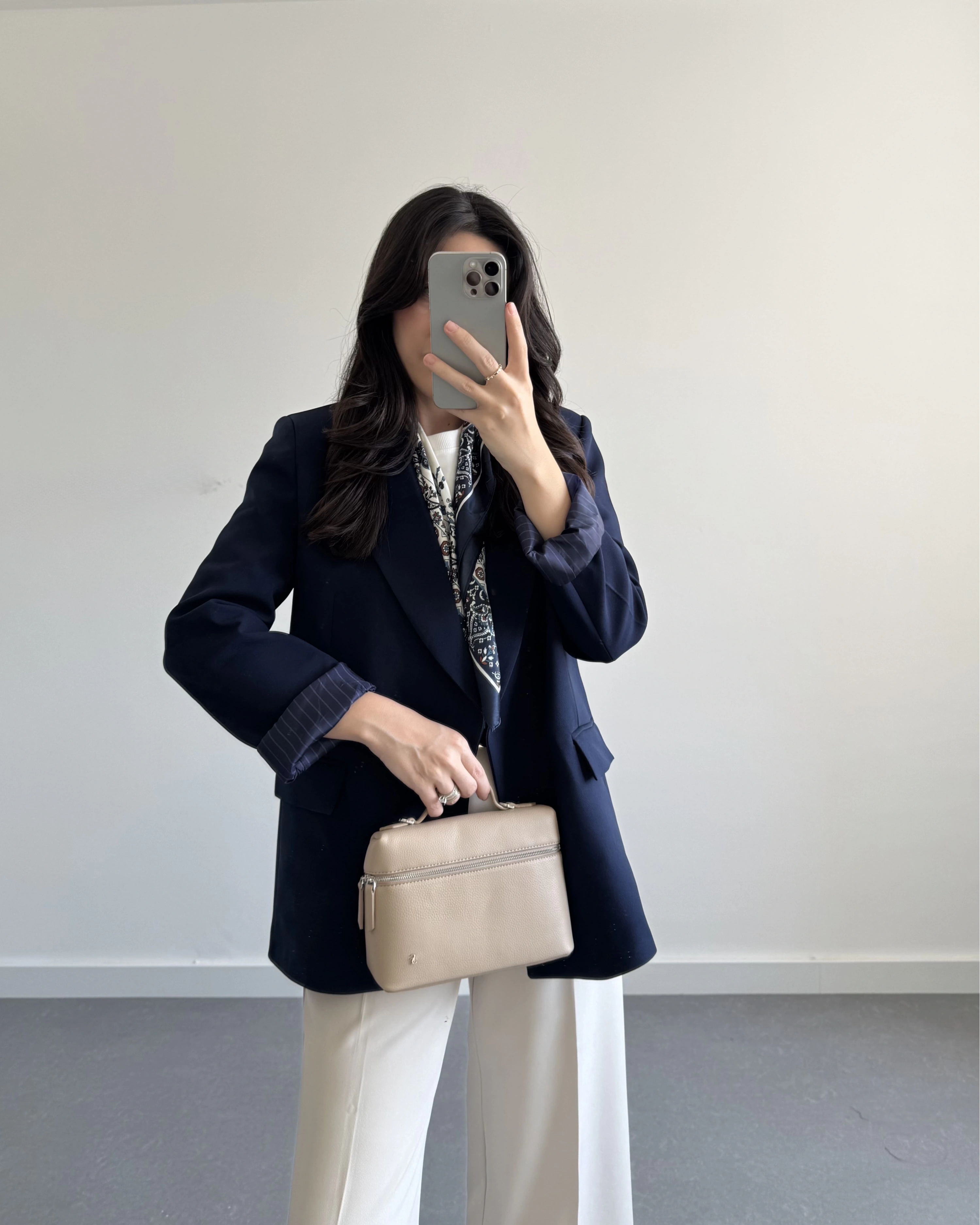 LACİVERT ÇİZGİ DETAYLI BLAZER CEKET