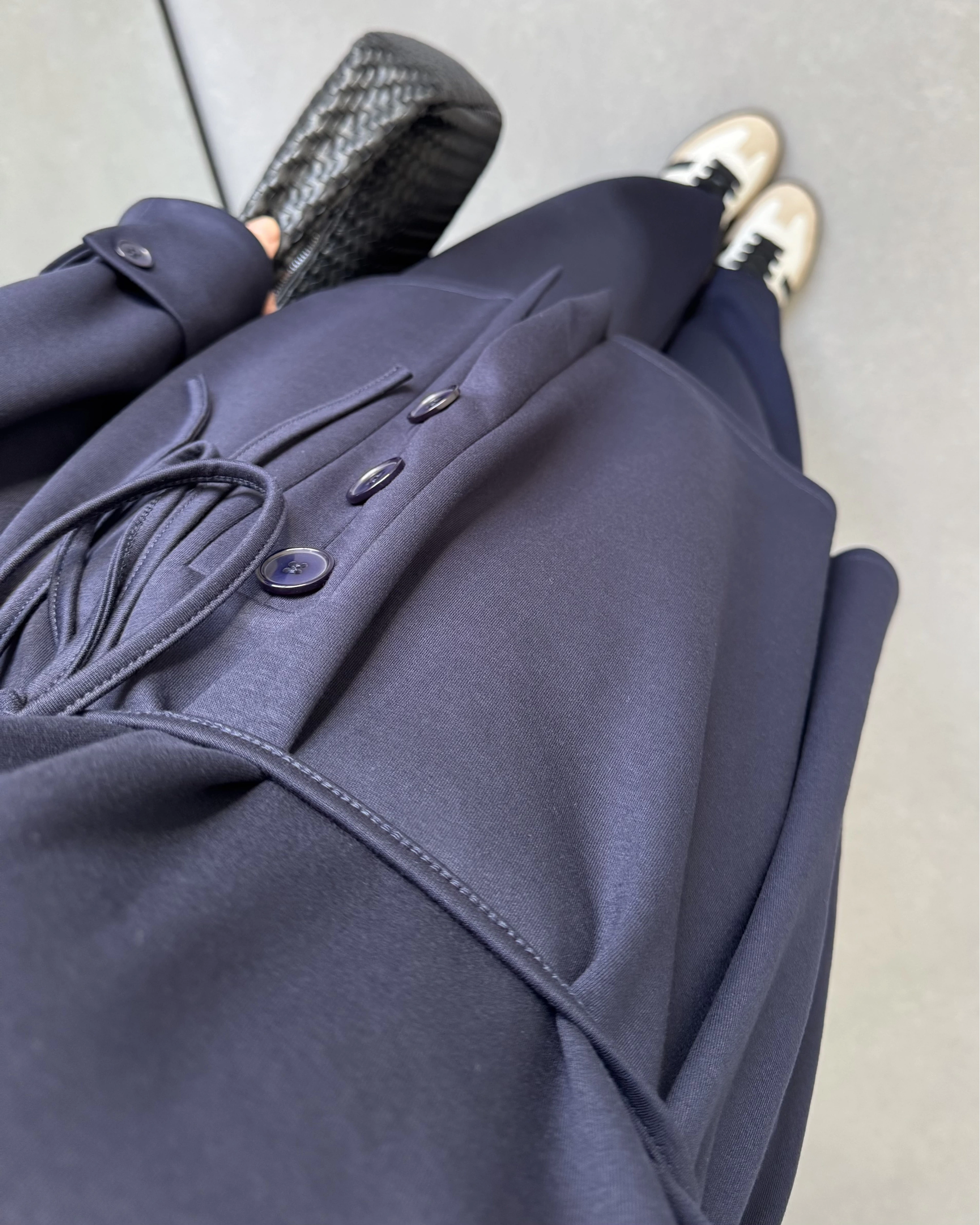 LACİVERT DÜĞME DETAYLI MODAL TAKIM