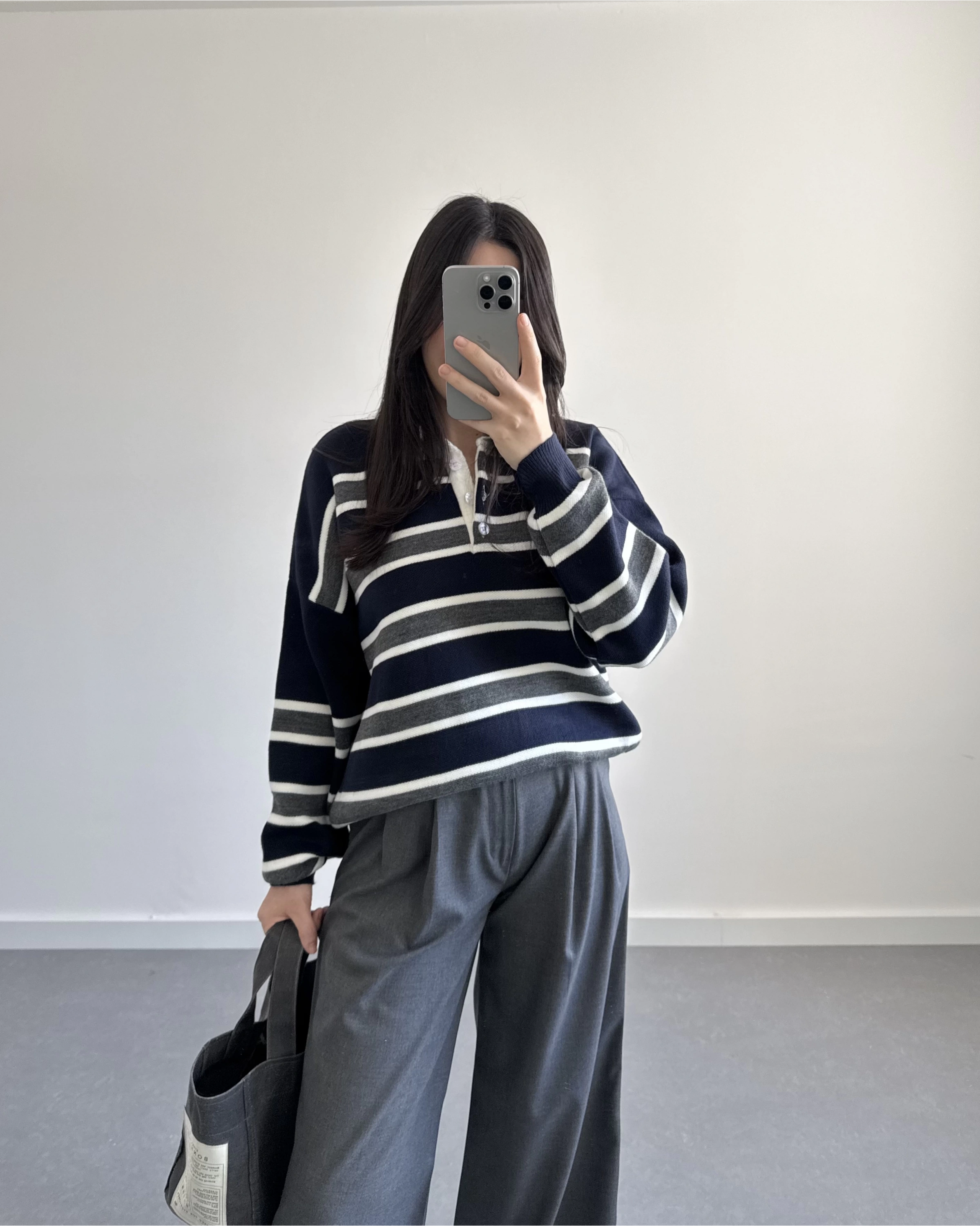 LACİVERT - GRİ ÇİZGİLİ KAZAK