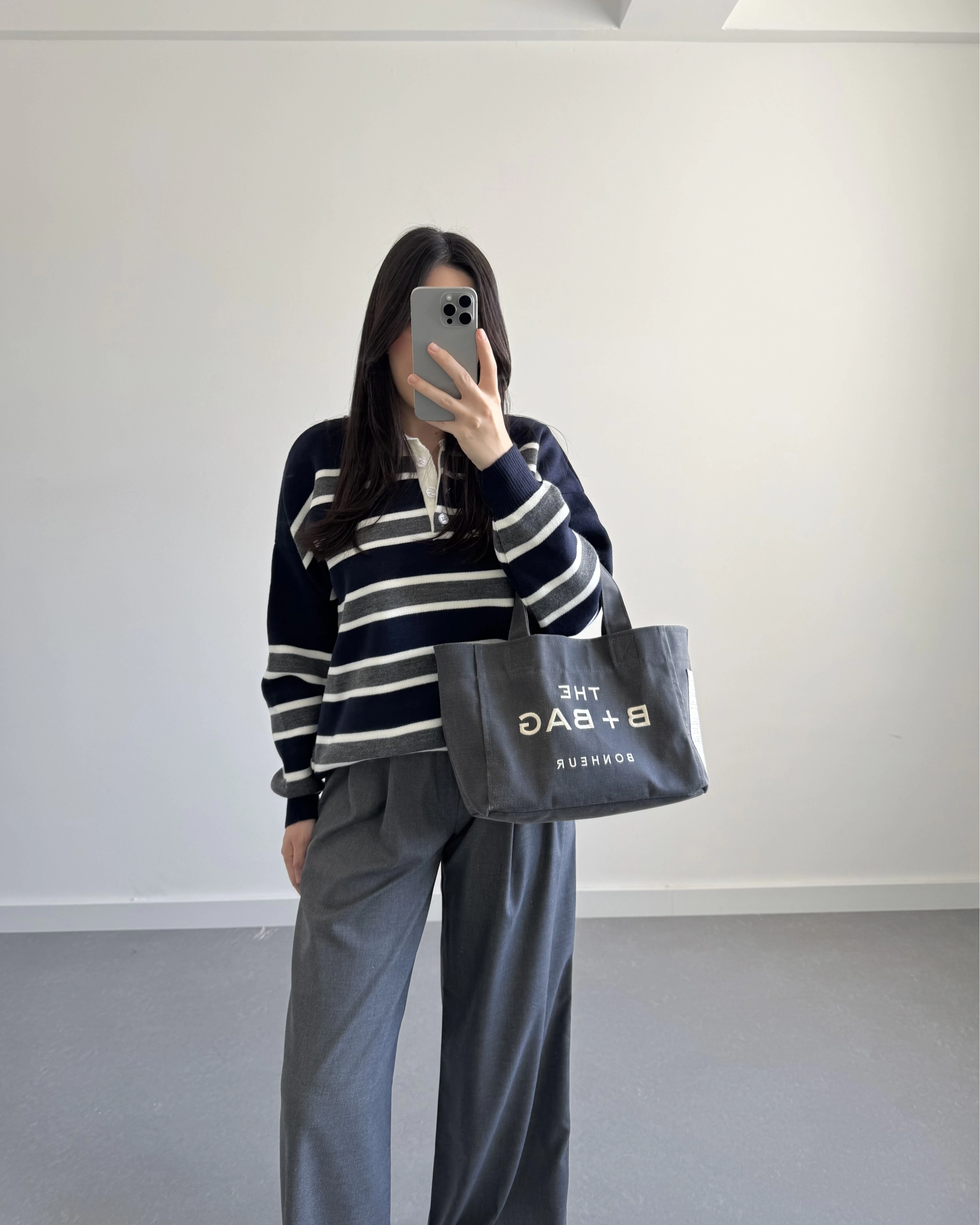 LACİVERT - GRİ ÇİZGİLİ KAZAK