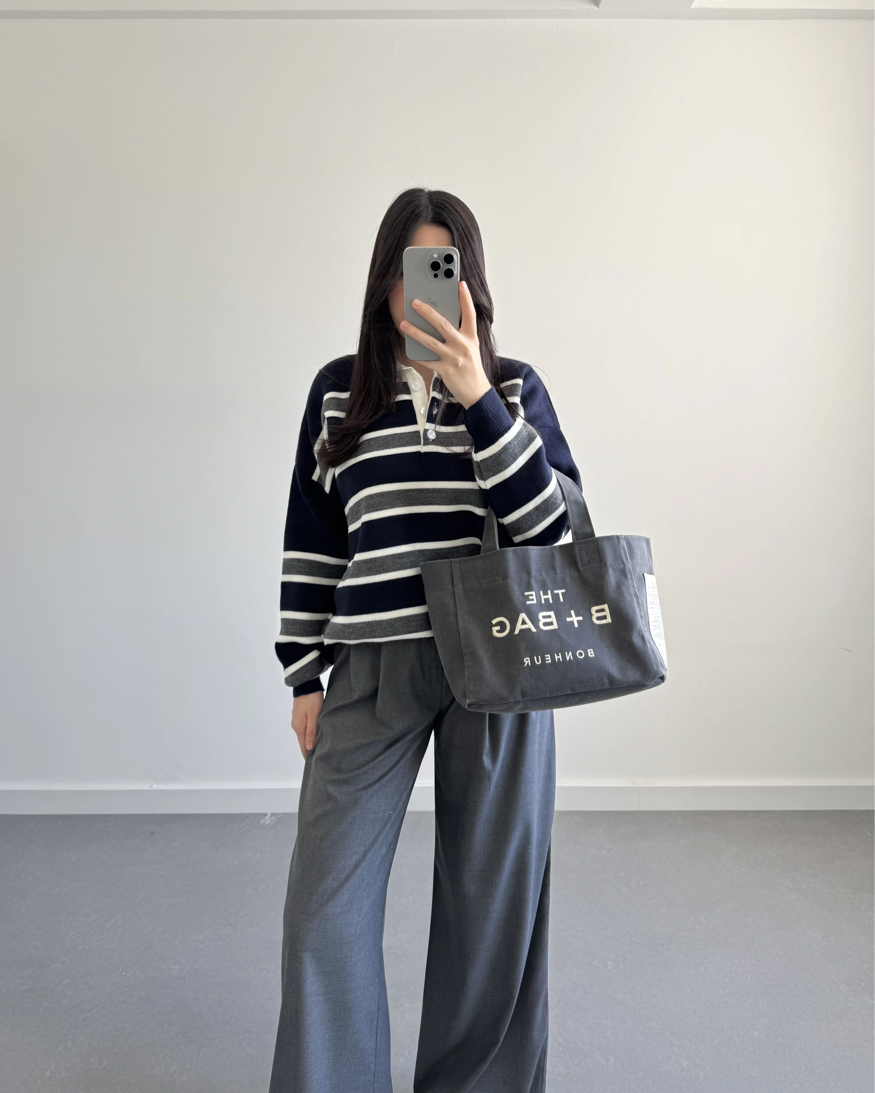 LACİVERT - GRİ ÇİZGİLİ KAZAK