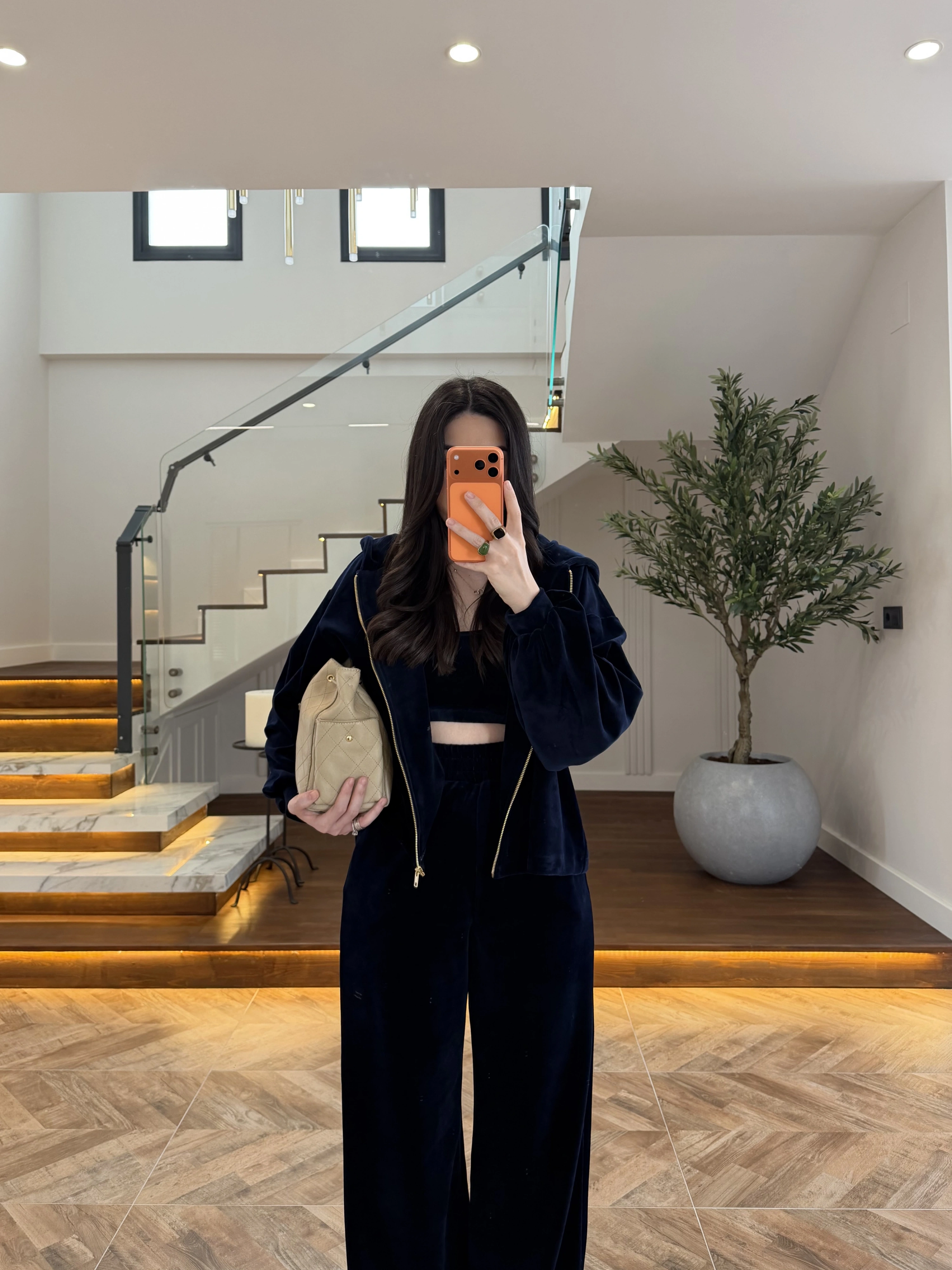 LACİVERT KADİFE 3 LÜ TAKIM-0097