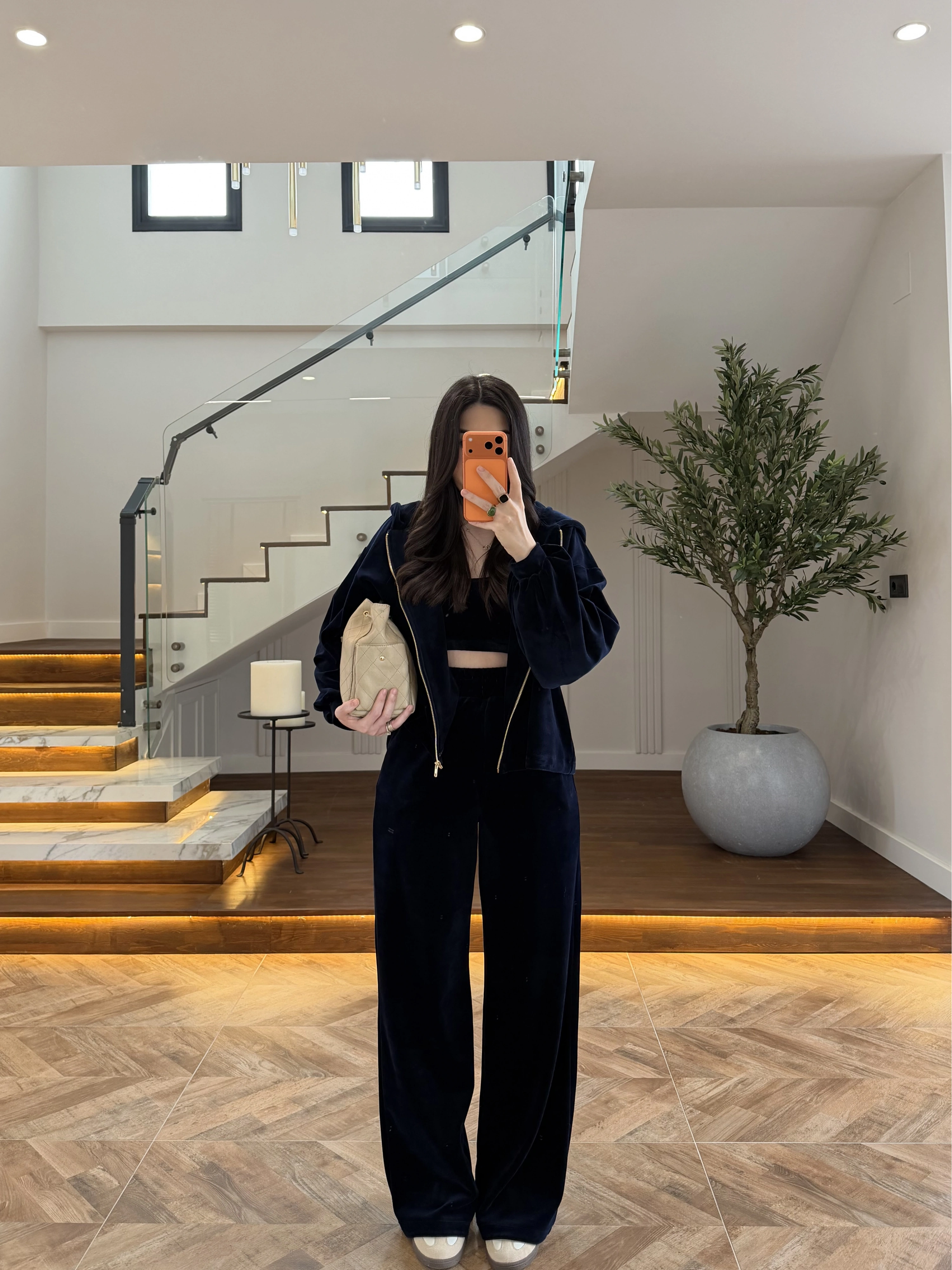LACİVERT KADİFE 3 LÜ TAKIM-0097
