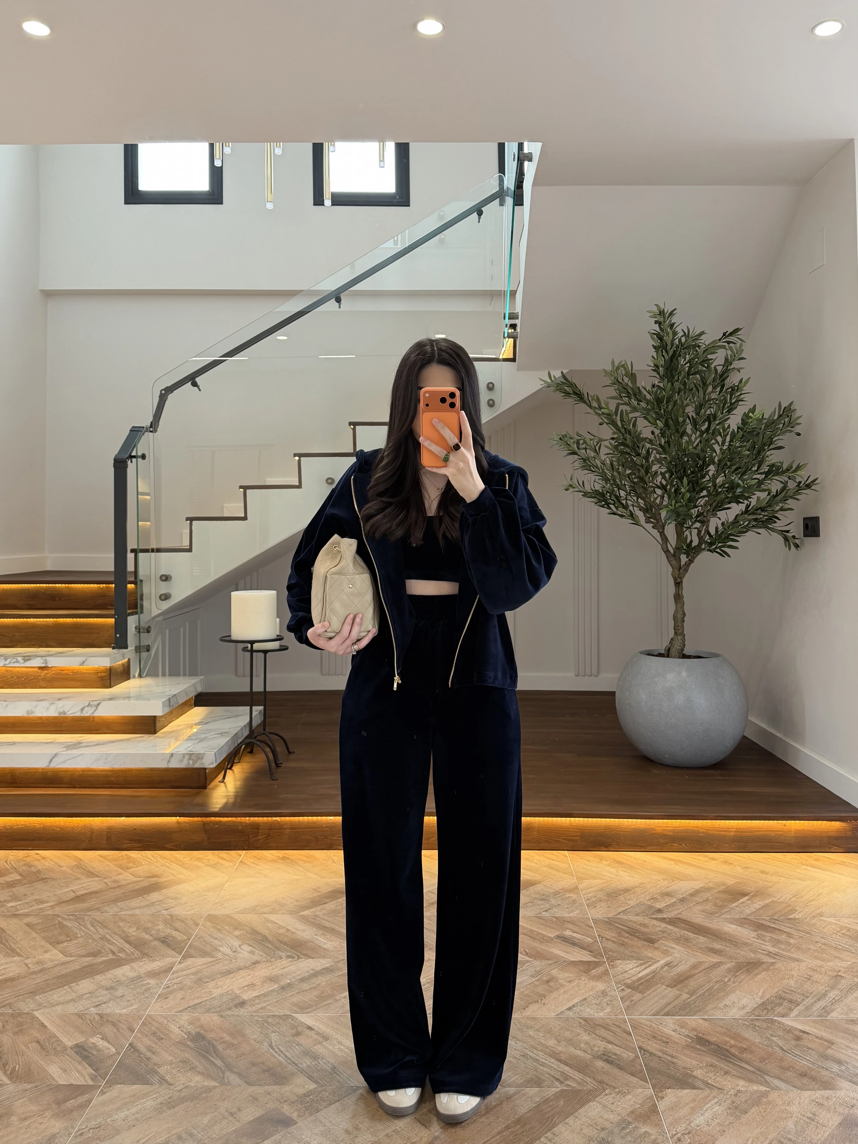 LACİVERT KADİFE 3 LÜ TAKIM-0097