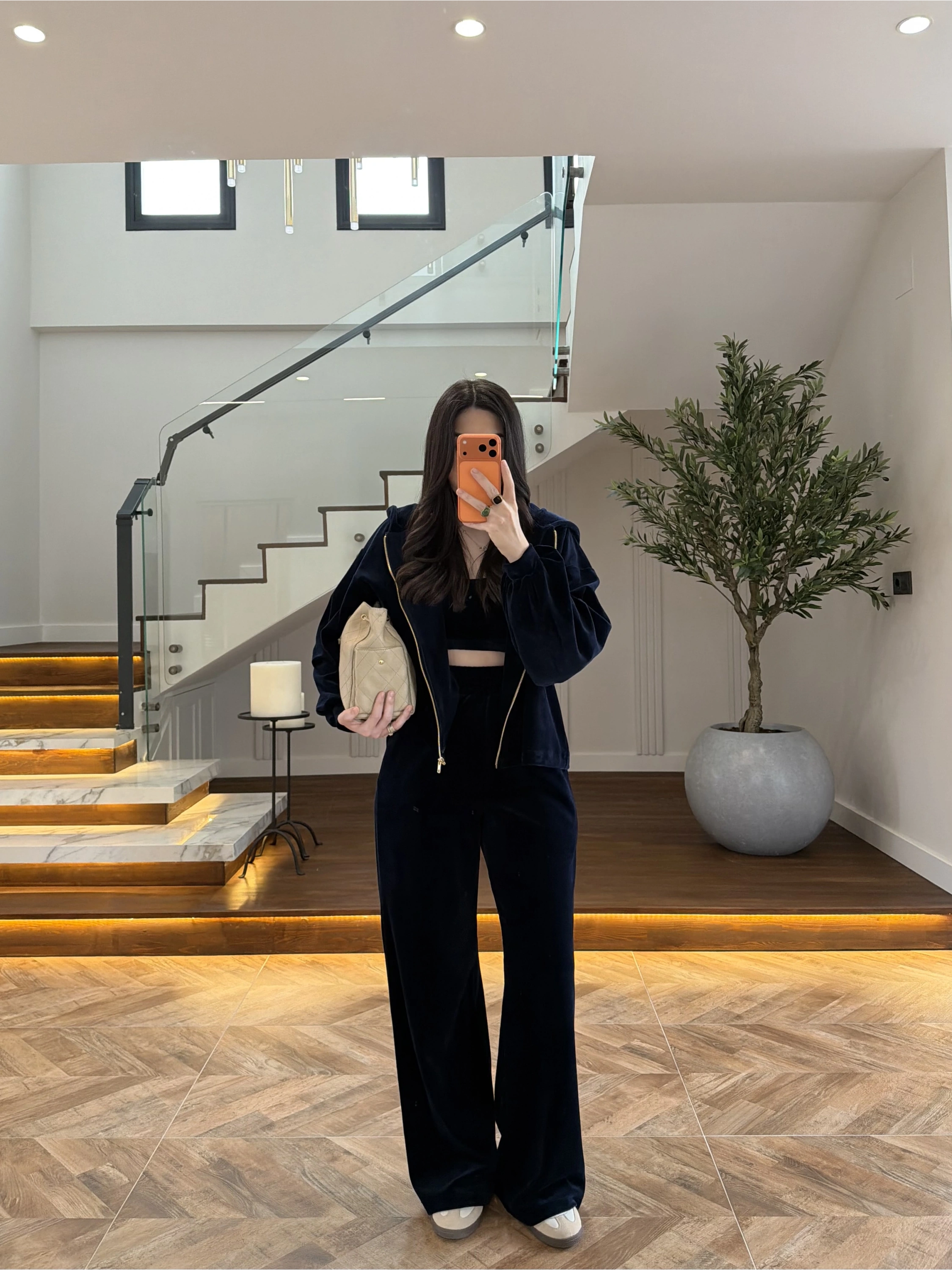 LACİVERT KADİFE 3 LÜ TAKIM-0097