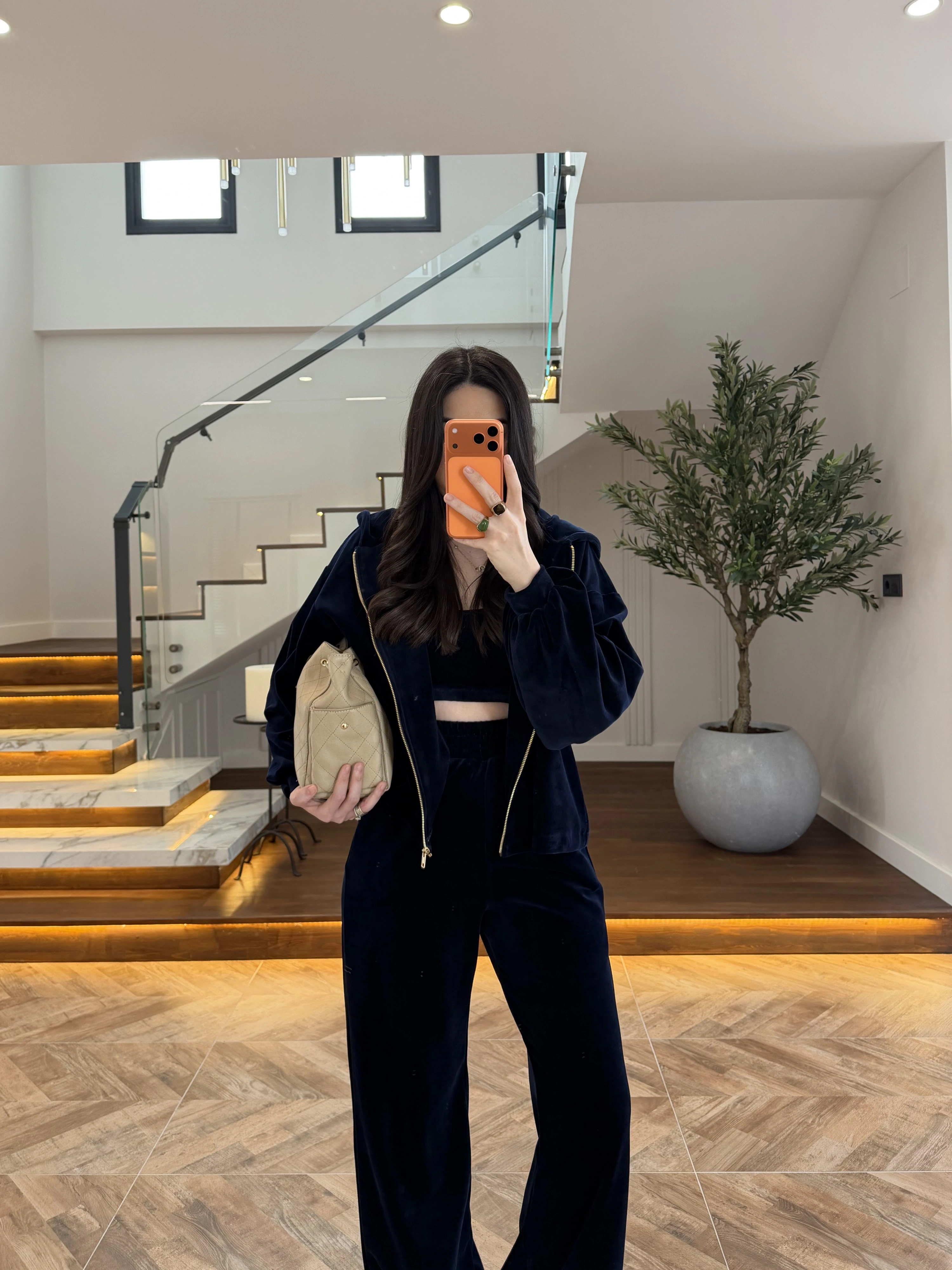 LACİVERT KADİFE 3 LÜ TAKIM-0097