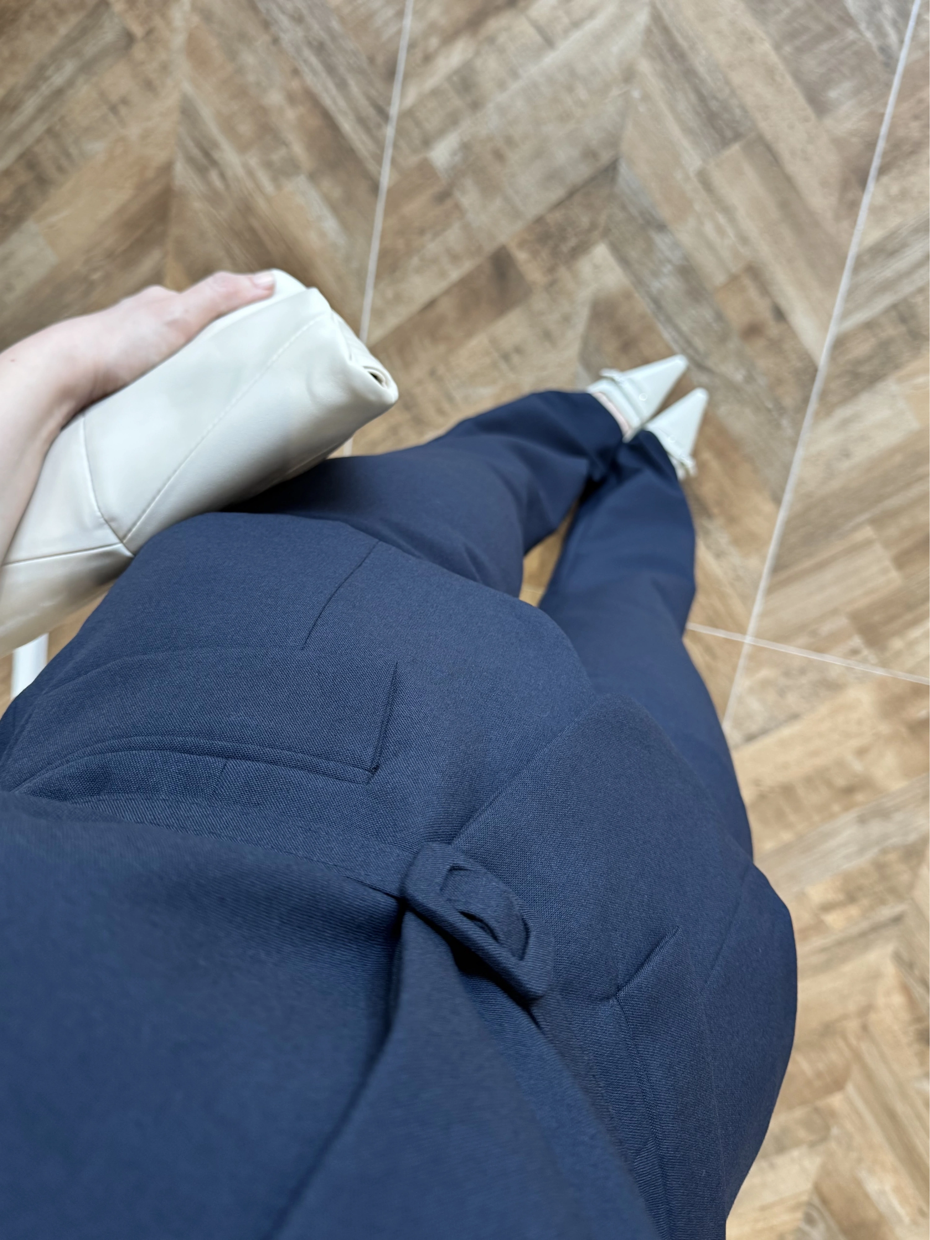 LACİVERT KEMERLİ İSPANYOL PAÇA PANTOLON TAKIM -9214