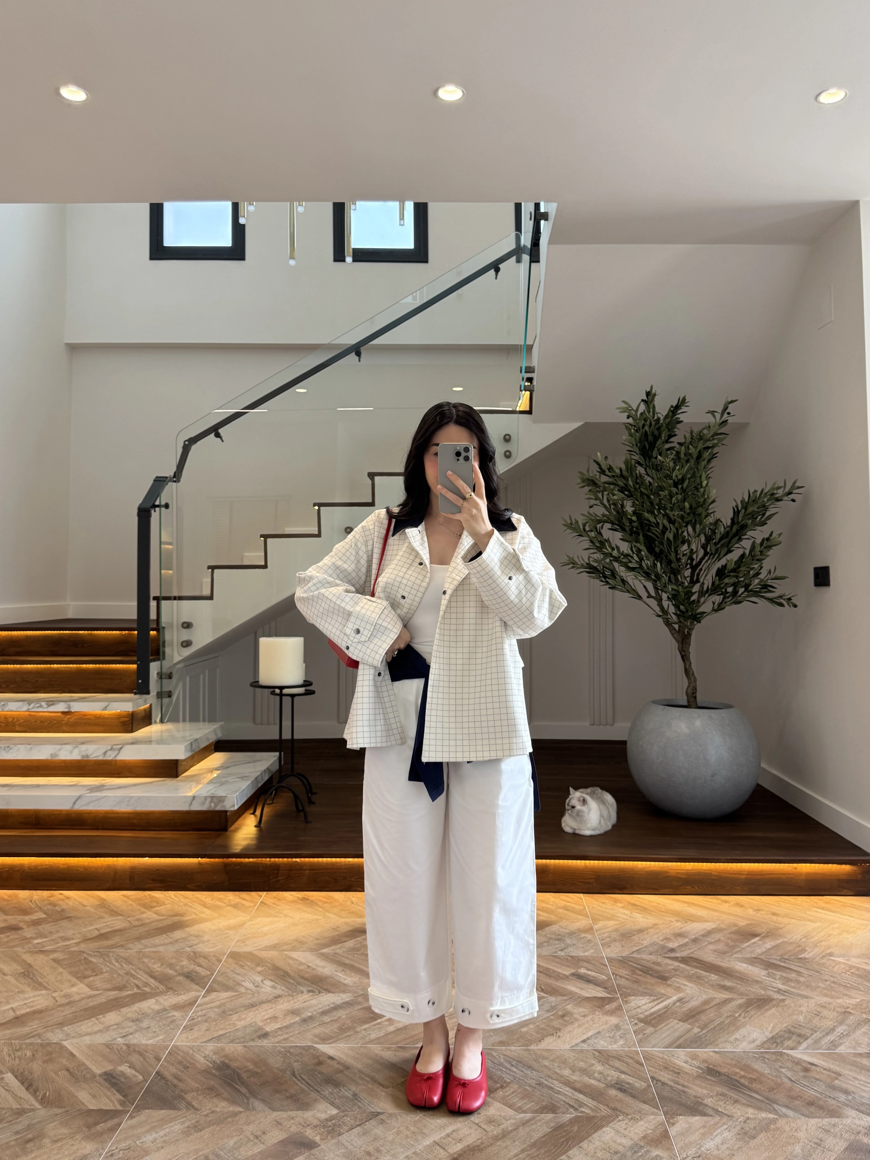 LACİVERT KONTRAST YAKA EKOSE CEKET-7763
