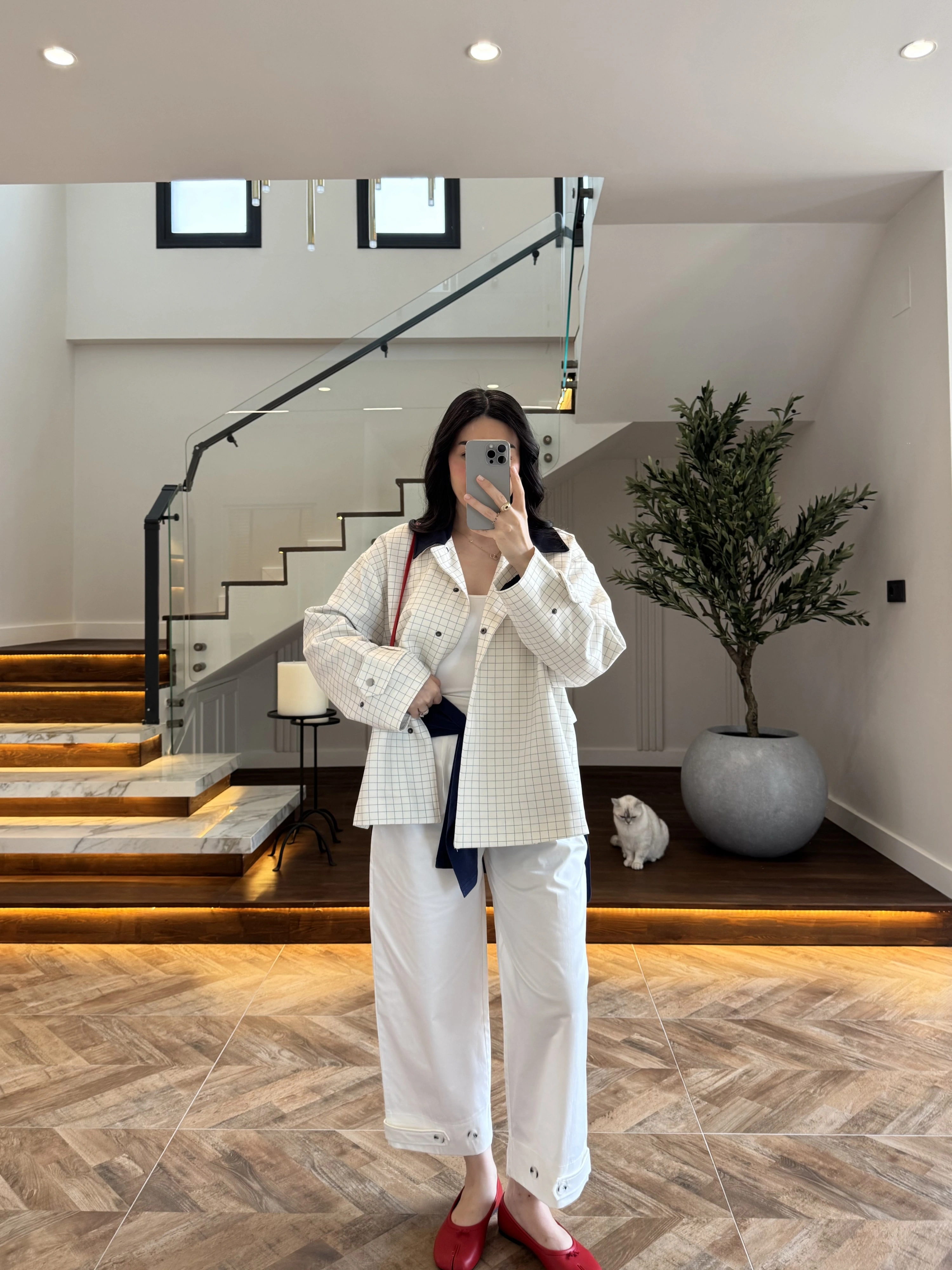 LACİVERT KONTRAST YAKA EKOSE CEKET-7763