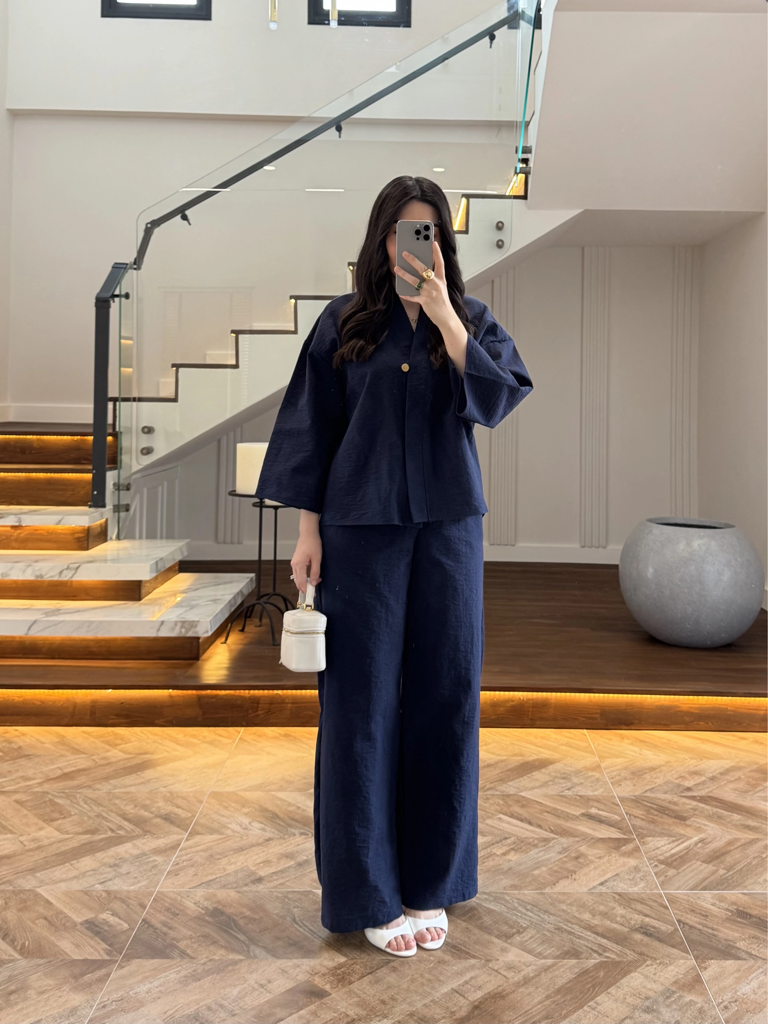 LACİVERT TEK DÜĞME KİMONO TAKIM