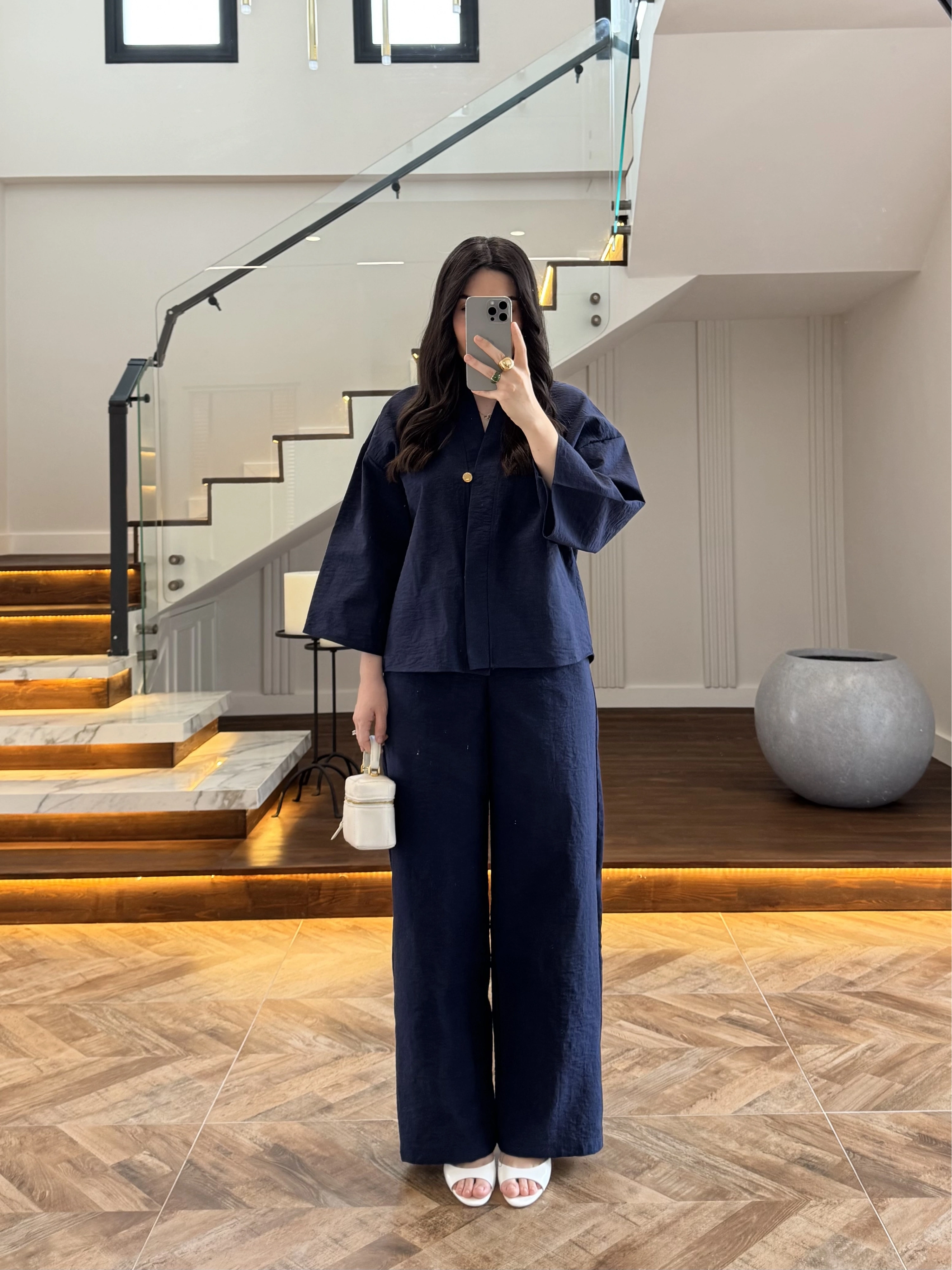 LACİVERT TEK DÜĞME KİMONO TAKIM