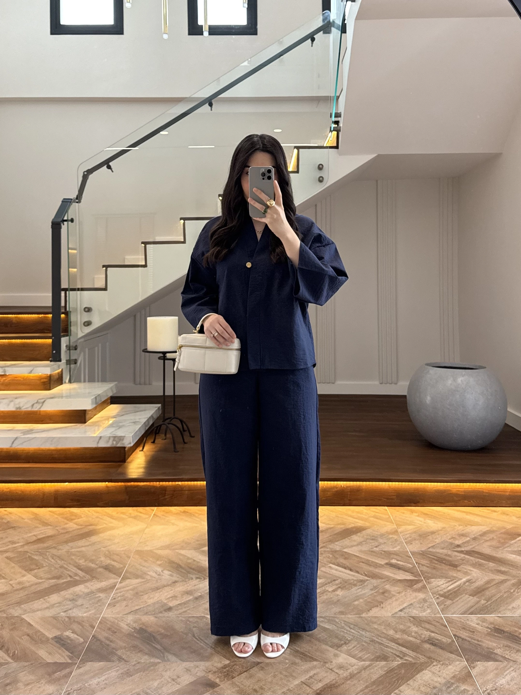 LACİVERT TEK DÜĞME KİMONO TAKIM