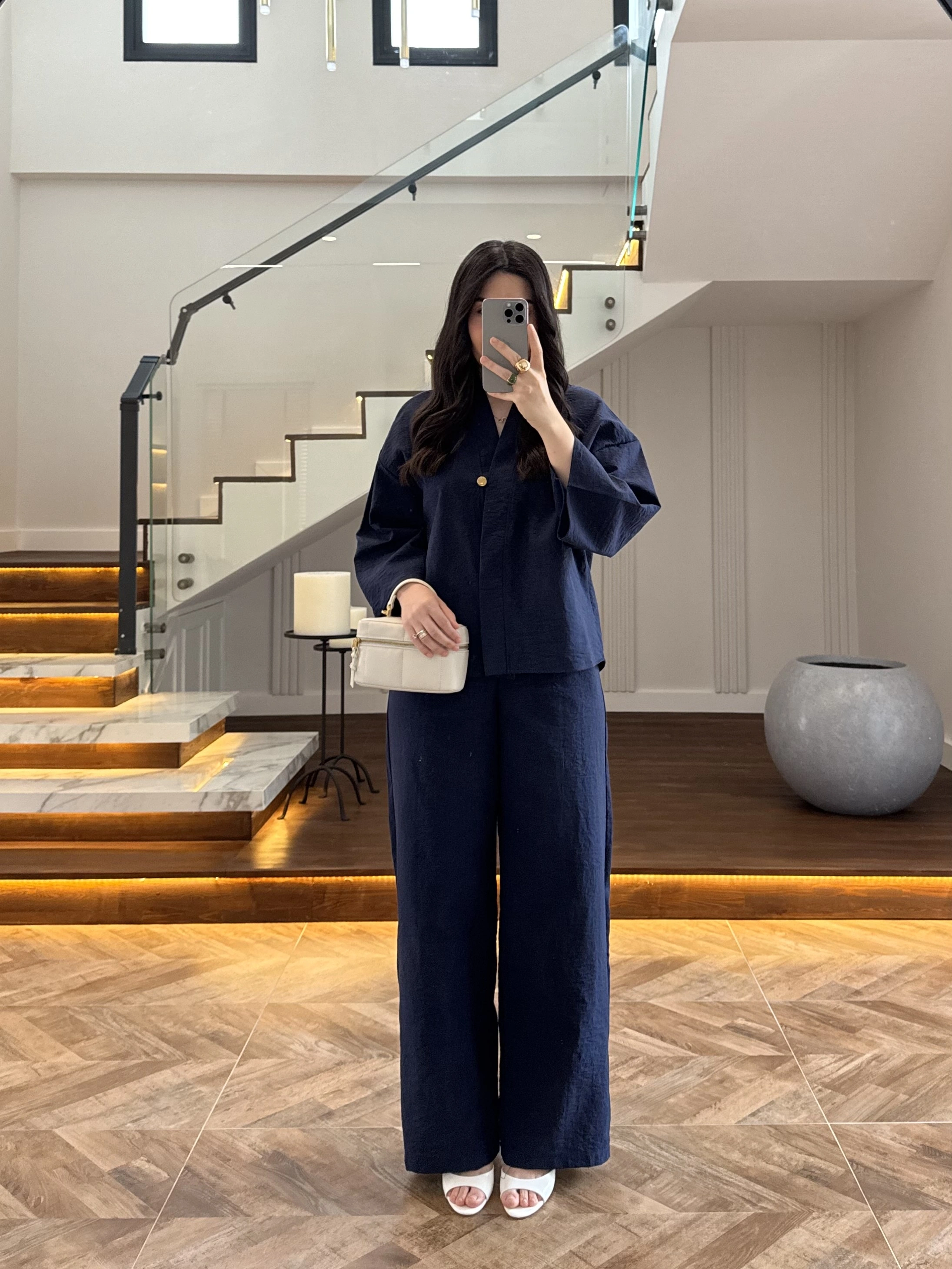 LACİVERT TEK DÜĞME KİMONO TAKIM