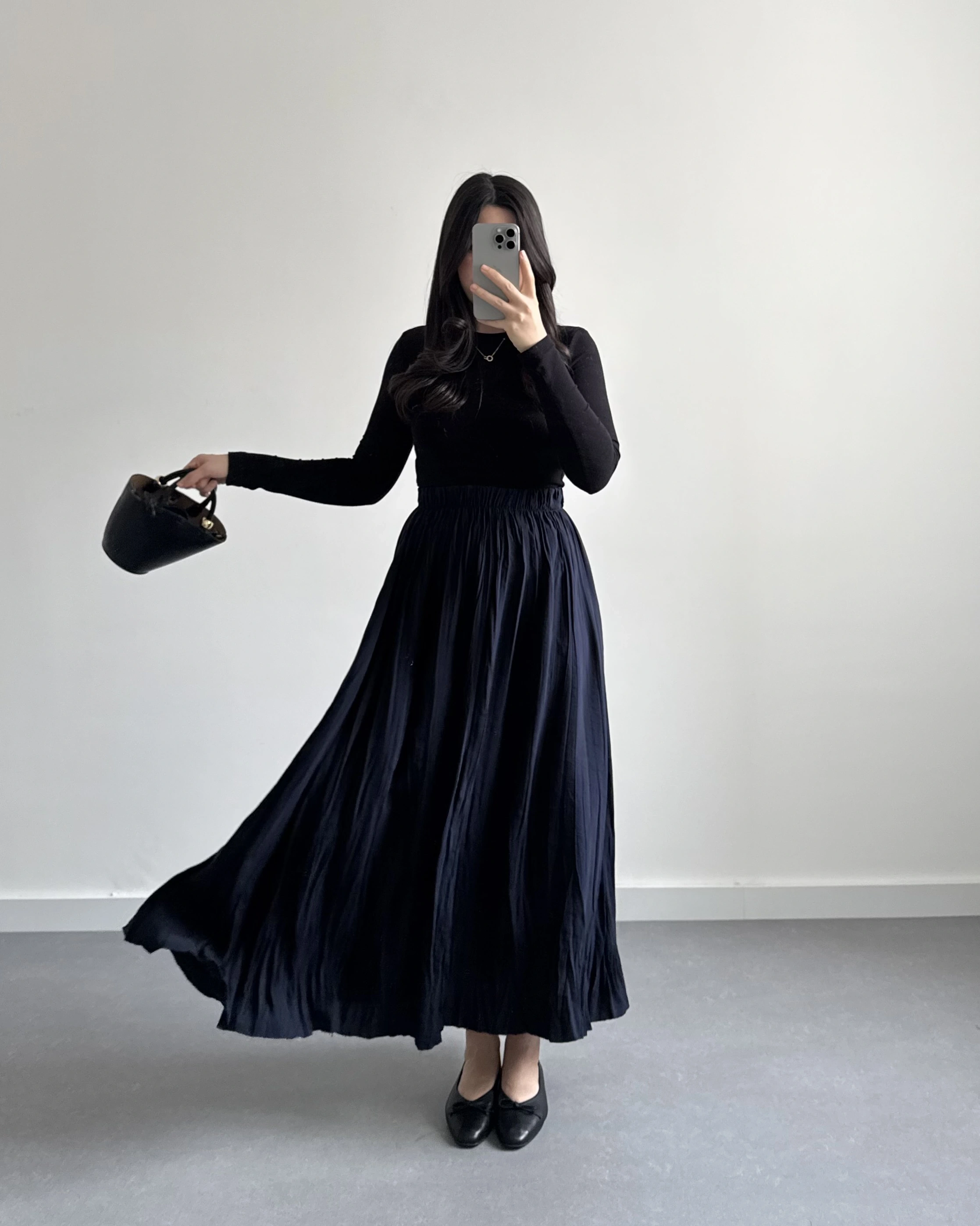 LACİVERT TENSEL CRUSH ETEK