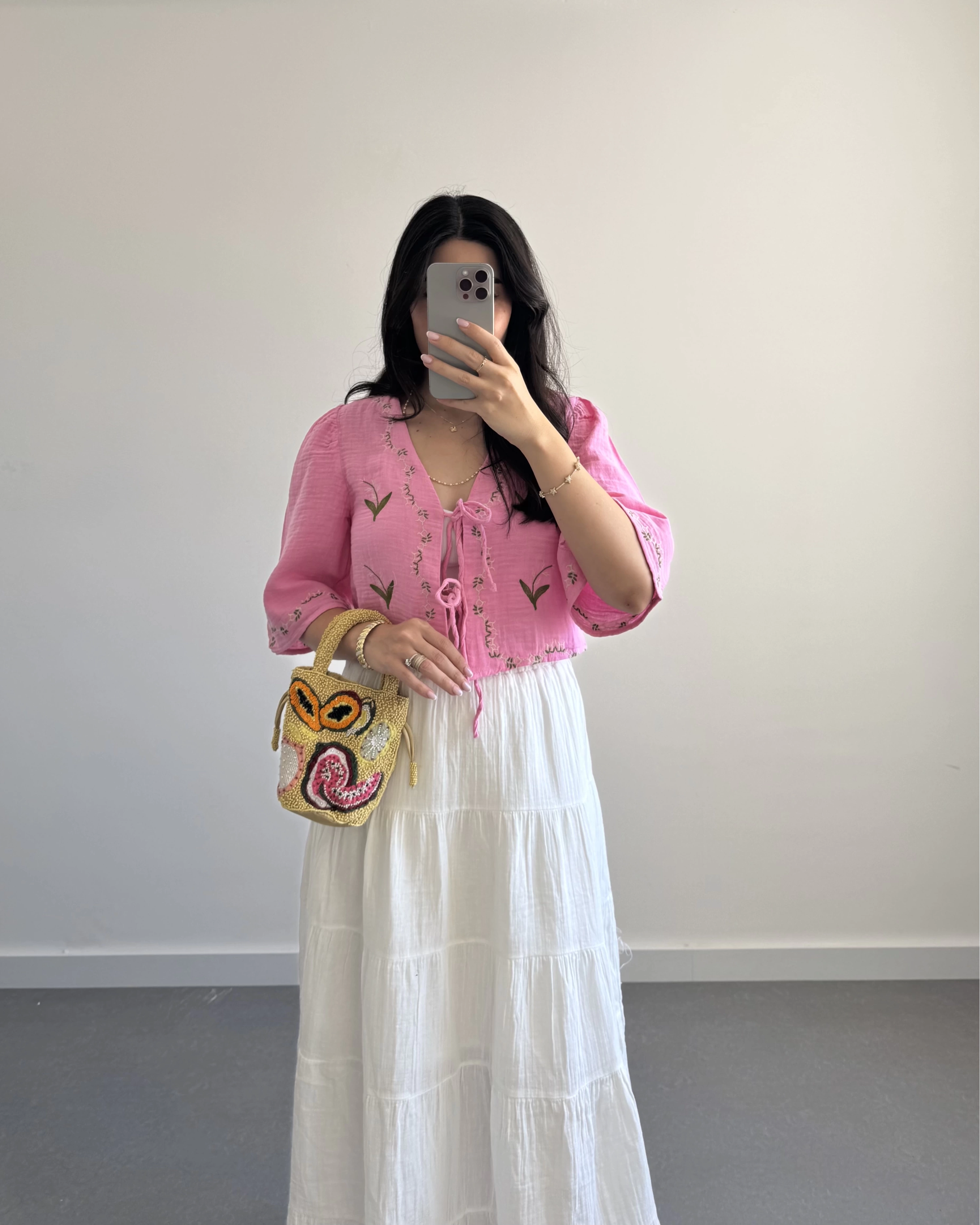 LİNA PEMBE ÇİÇEKLİ PİNTEREST BLUZ