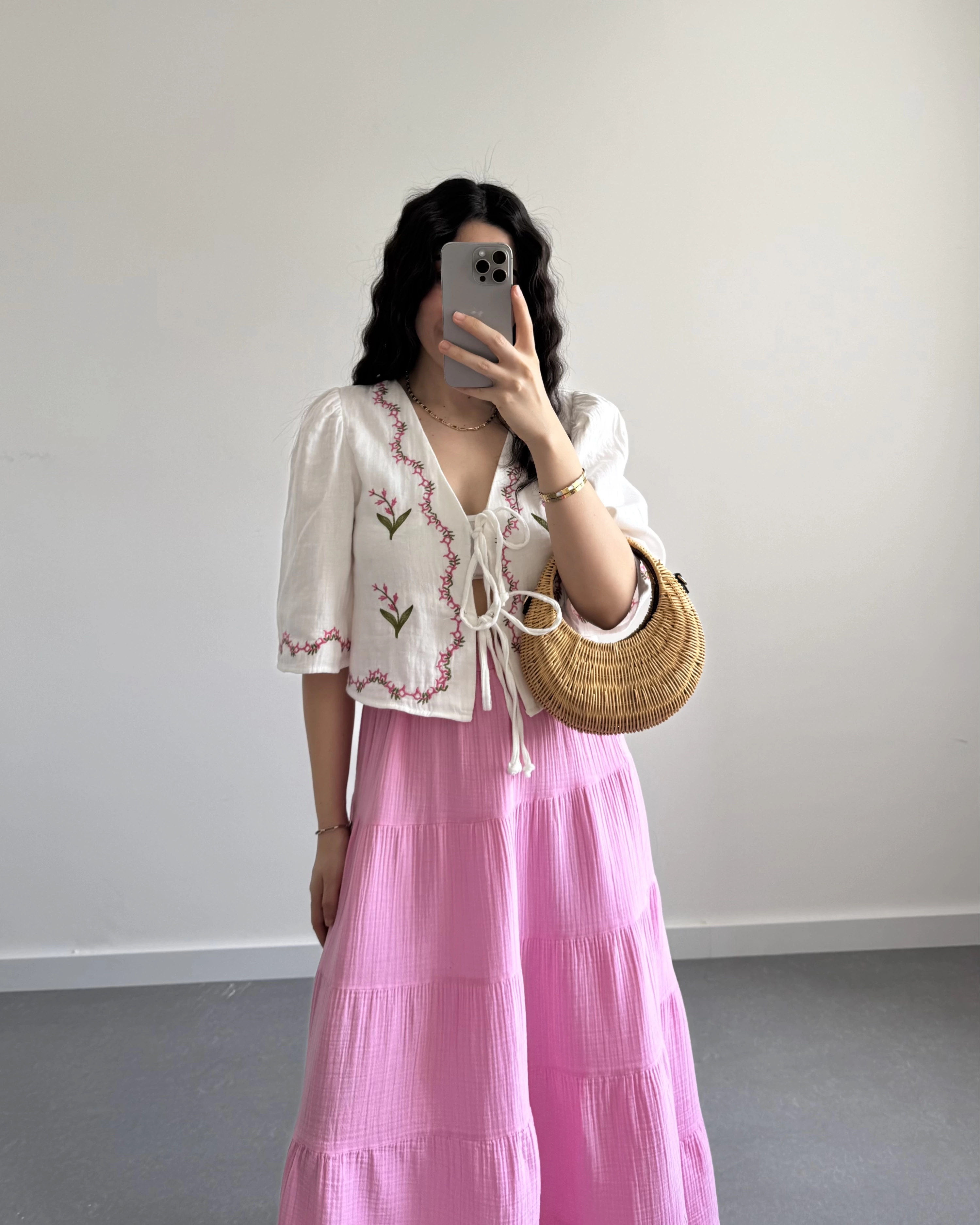 LİNA PEMBE ÇİÇEKLİ PİNTEREST BLUZ ( ÖN SİPARİŞ)