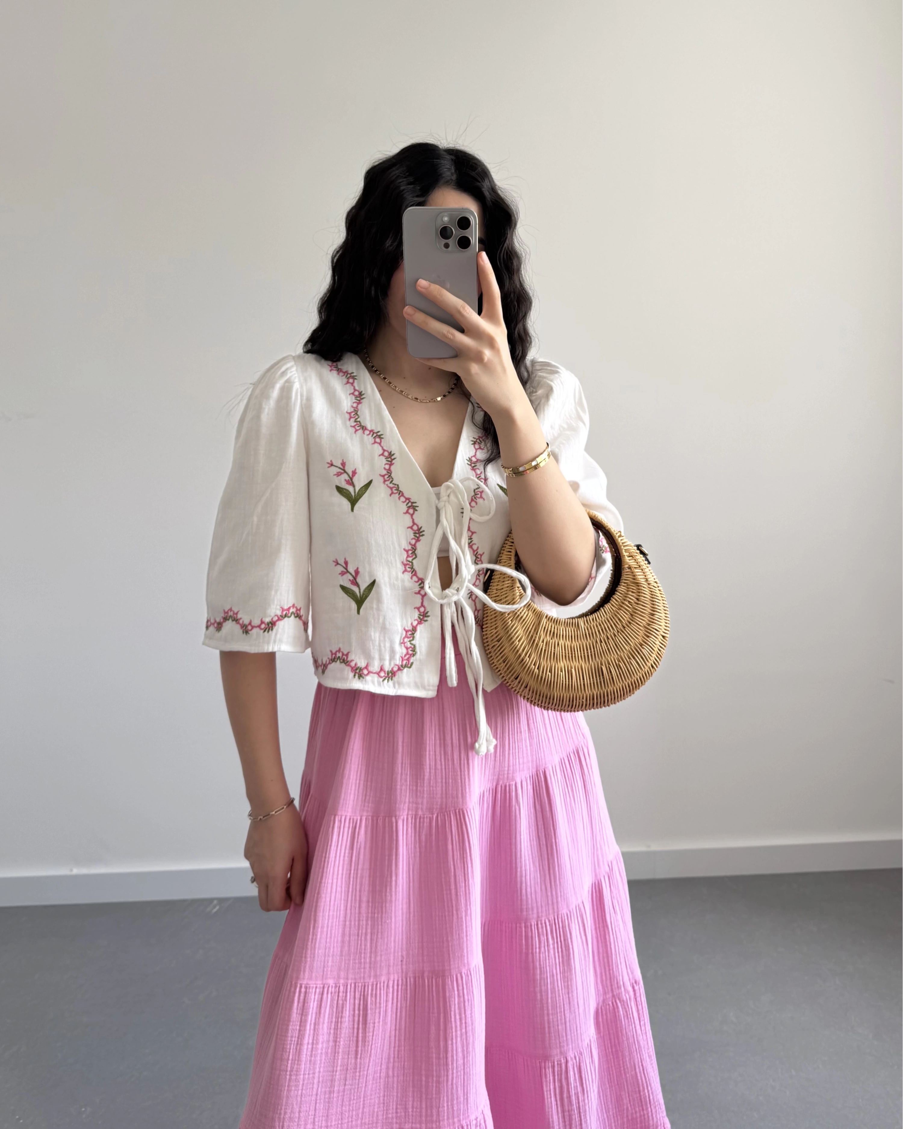 LİNA PEMBE ÇİÇEKLİ PİNTEREST BLUZ ( ÖN SİPARİŞ)