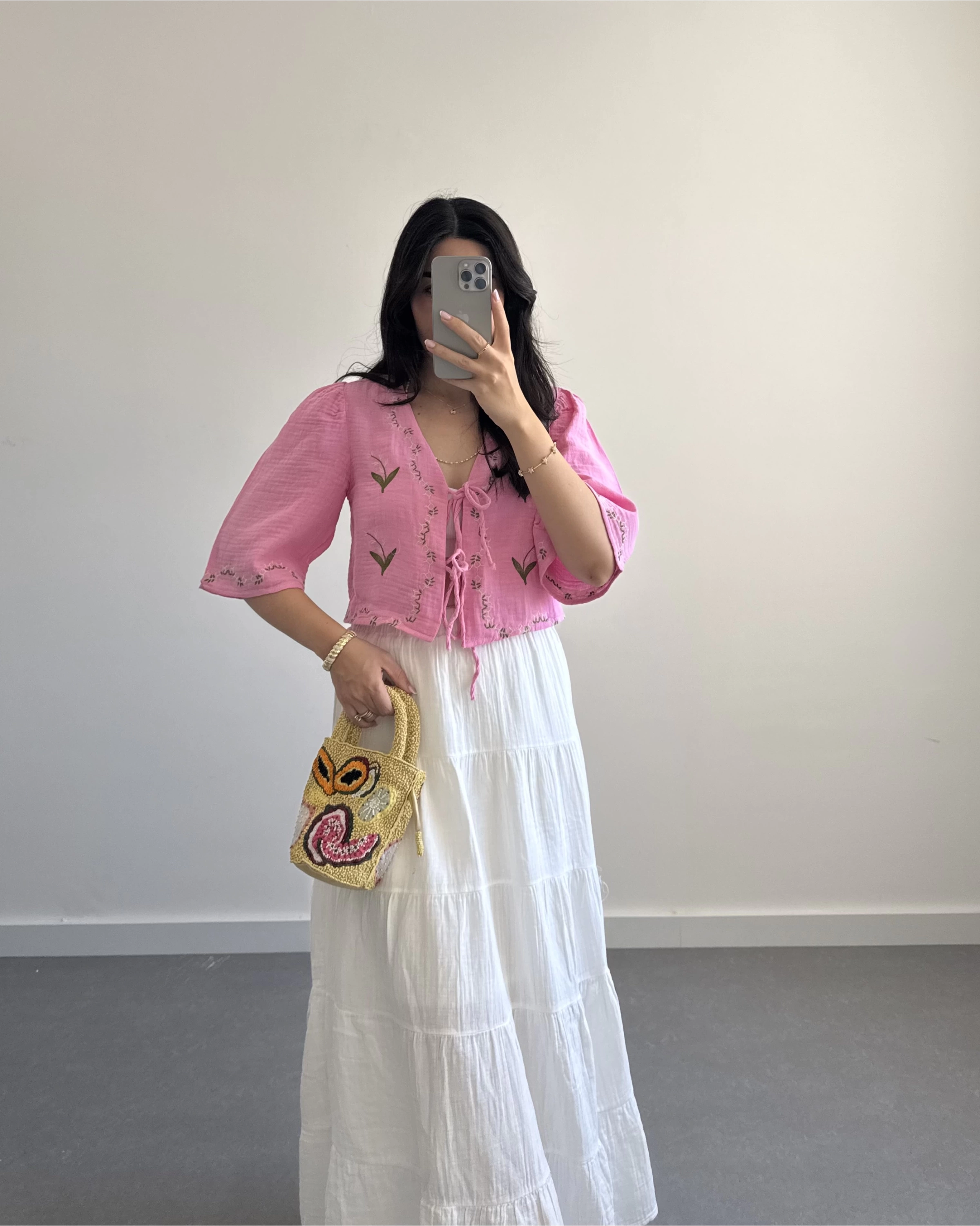 LİNA PEMBE ÇİÇEKLİ PİNTEREST BLUZ